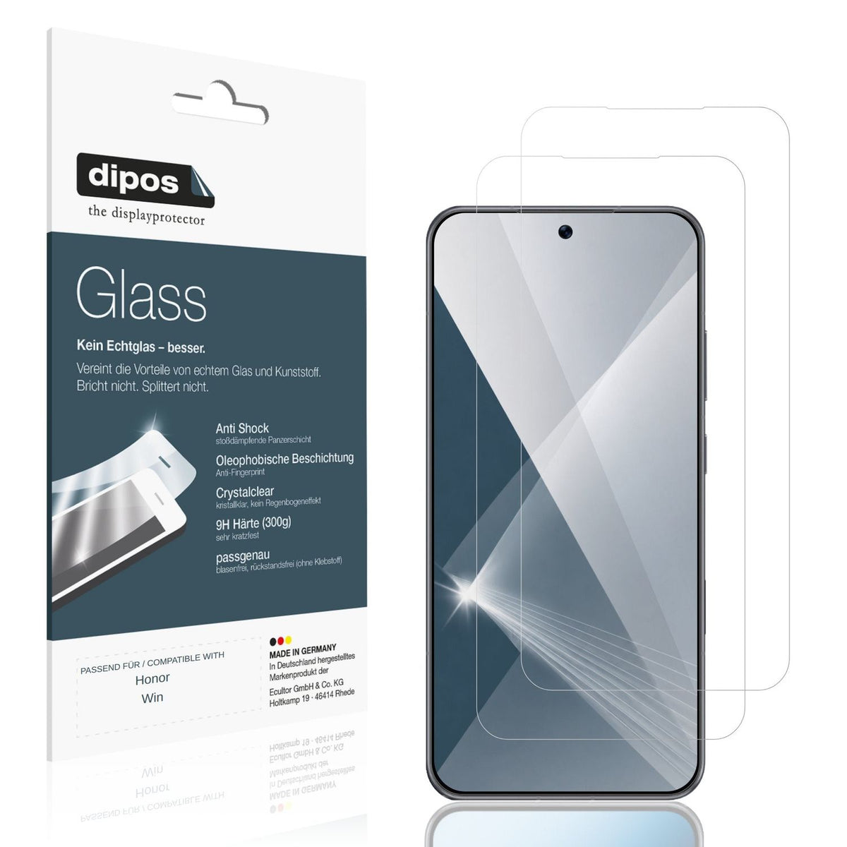 Klare Displayschutzfolie von dipos passend f�r Honor Win, 9H kratzfest und blasenfrei montiert