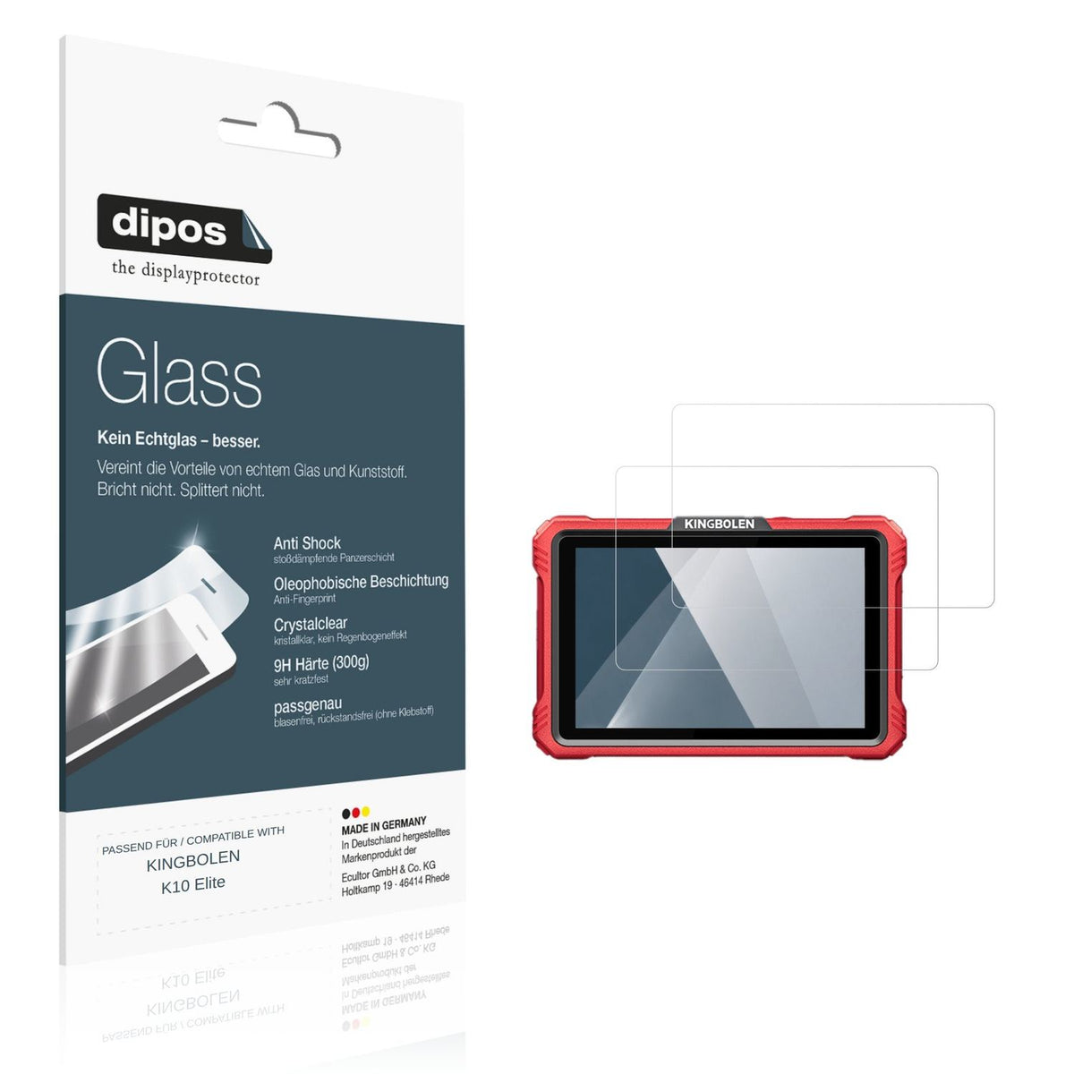 Klare Displayschutzfolie von dipos passend für KINGBOLEN K10 Elite, 9H kratzfest und blasenfrei montiert