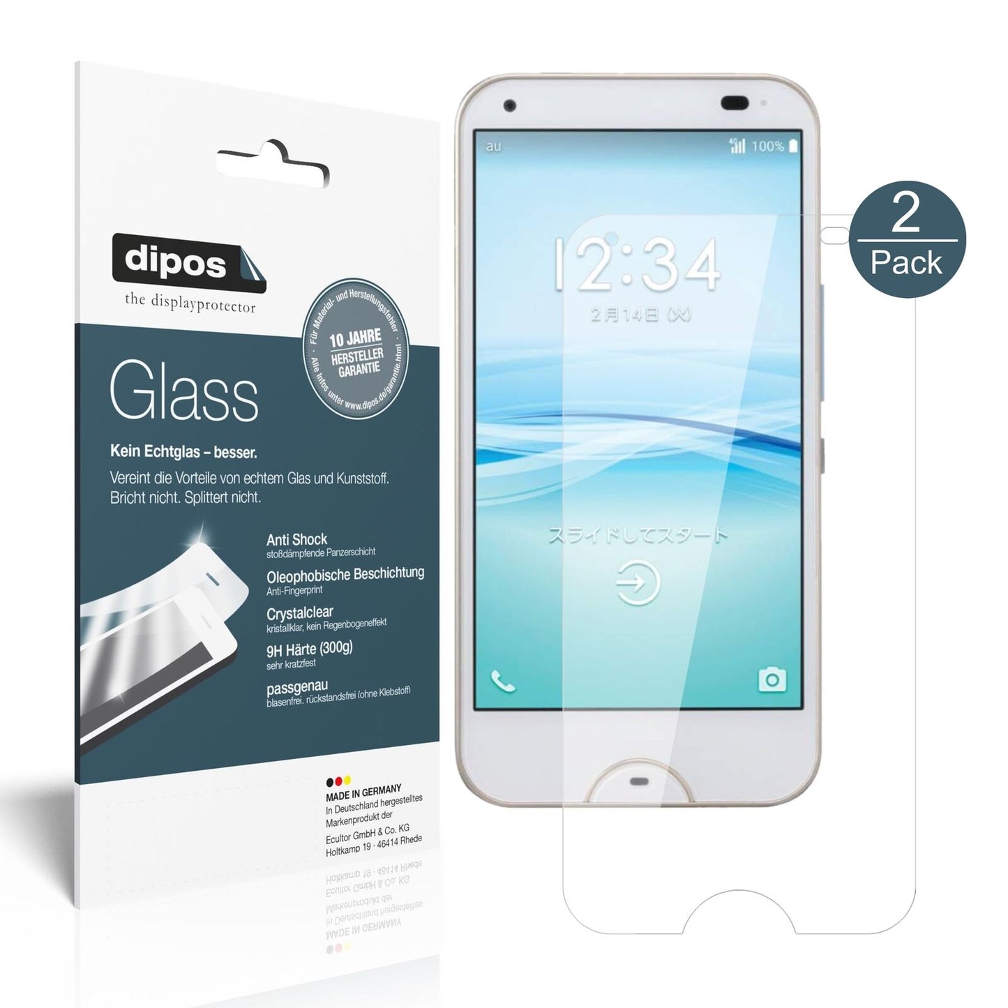 Klare Displayschutzfolie von dipos passend für Kyocera Rafre, 9H kratzfest und blasenfrei montiert