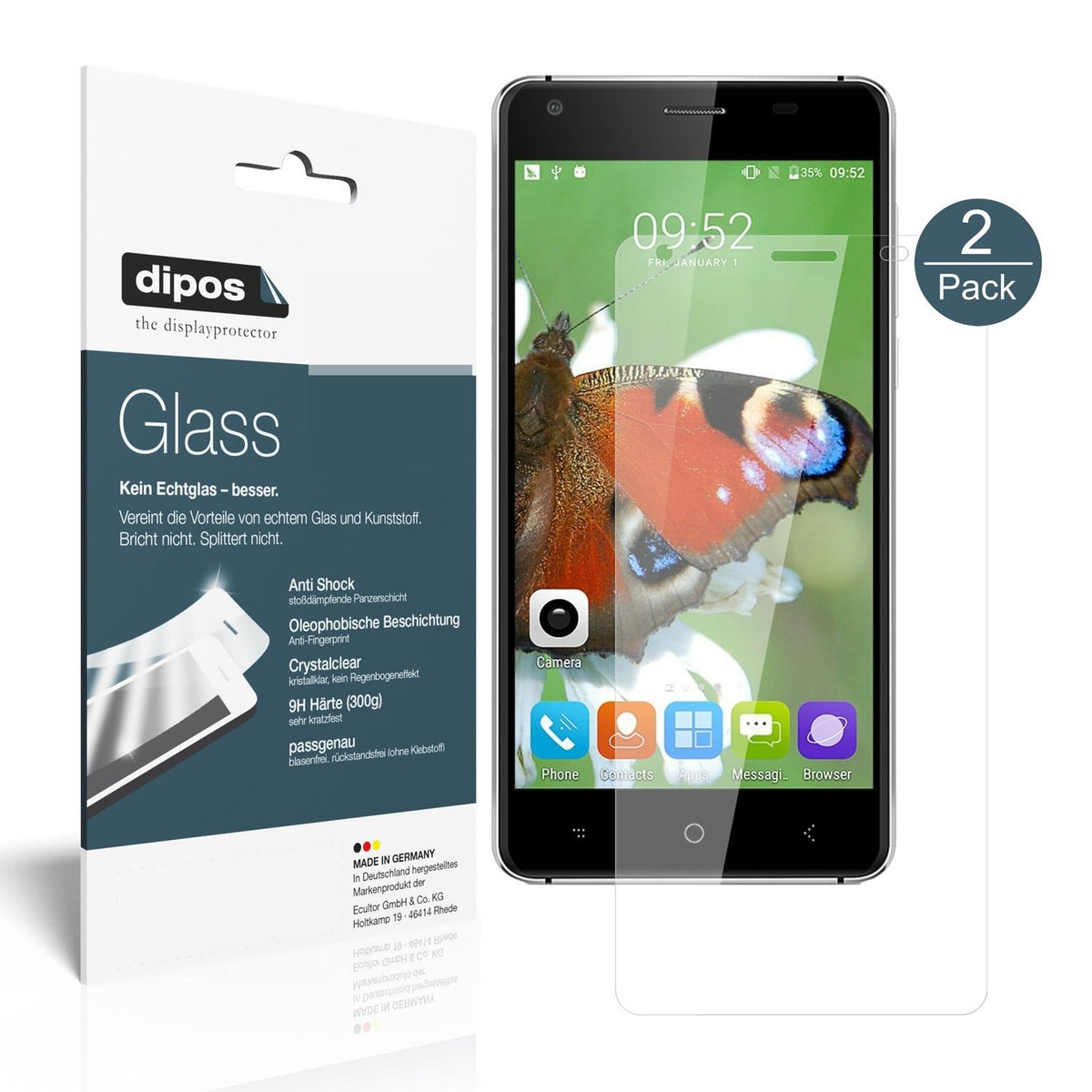 Klare Displayschutzfolie von dipos passend für Landvo XM200 Pro, 9H kratzfest und blasenfrei montiert