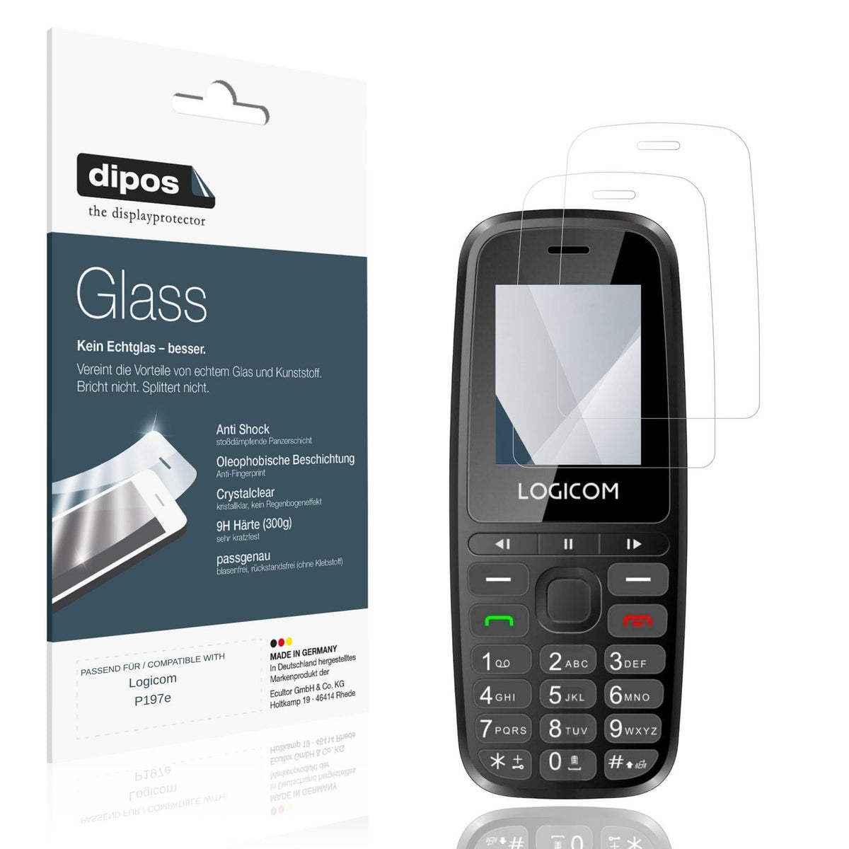 Klare Displayschutzfolie von dipos passend für Logicom P197e, 9H kratzfest und blasenfrei montiert