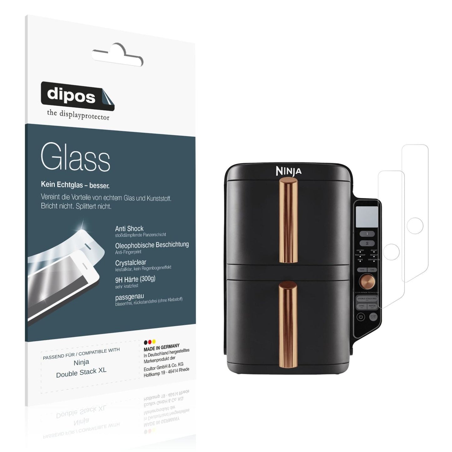 Klare Displayschutzfolie von dipos passend für Ninja Double Stack XL, 9H kratzfest und blasenfrei montiert