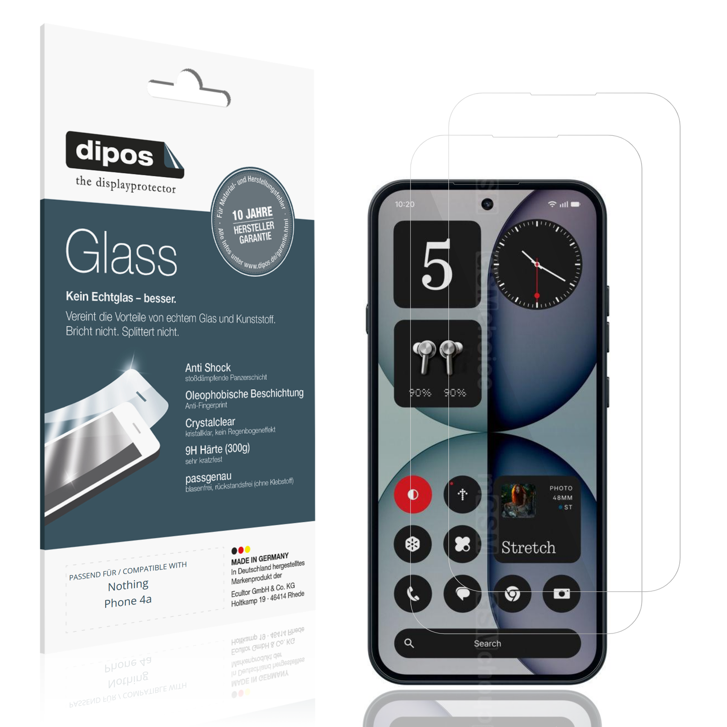 Klare Displayschutzfolie von dipos passend für Nothing Phone 4a, 9H kratzfest und blasenfrei montiert
