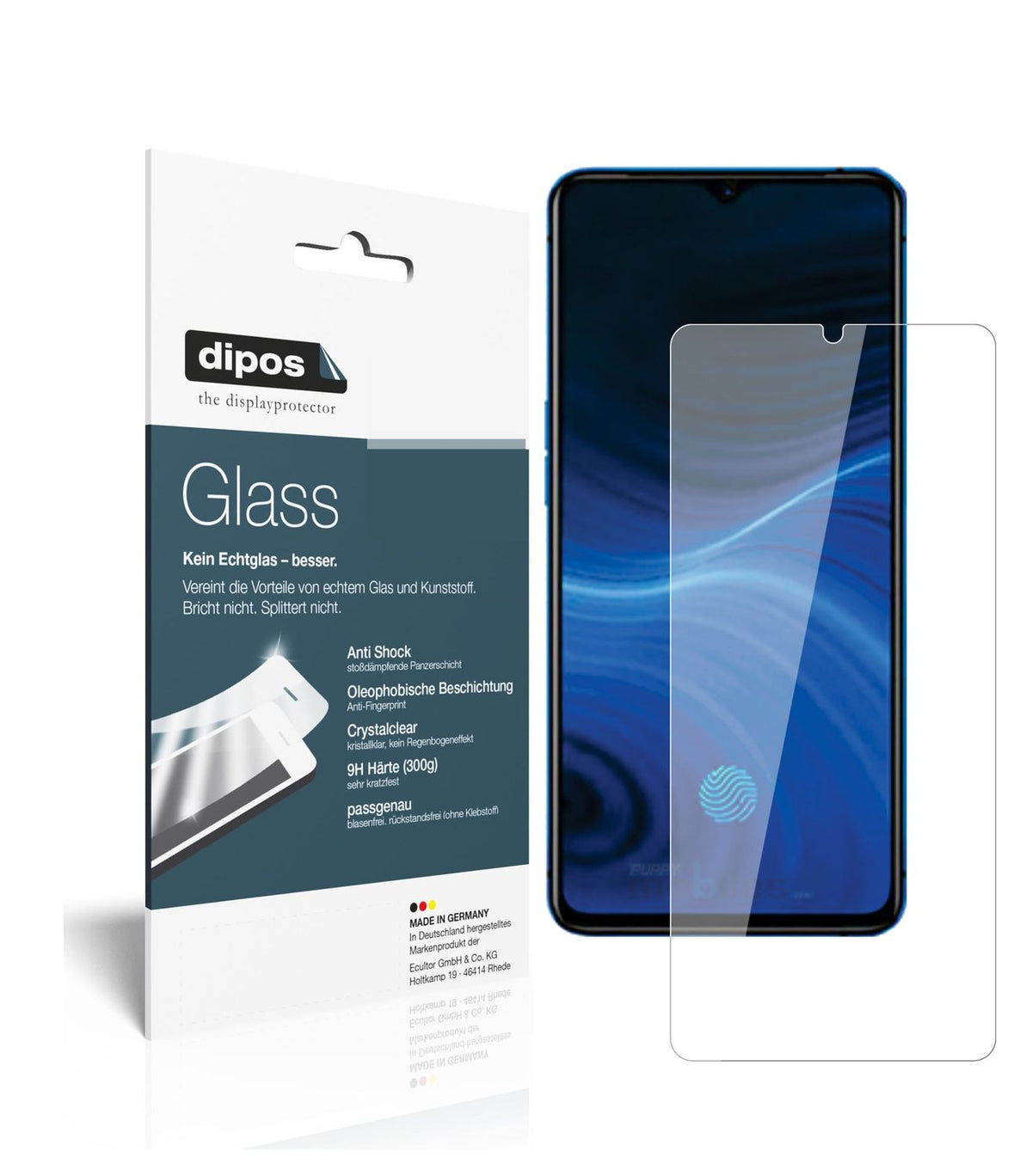Klare Displayschutzfolie von dipos passend für Oppo Realme X2 Pro, 9H kratzfest und blasenfrei montiert
