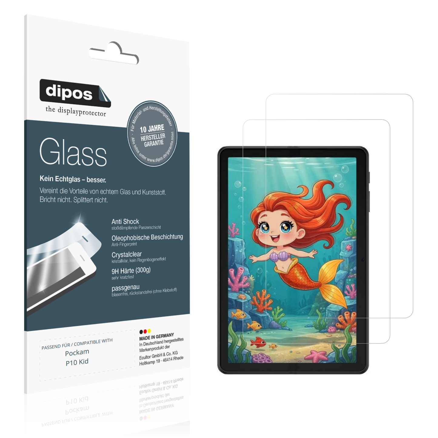 Klare Displayschutzfolie von dipos passend für Pockam P10 Kid, 9H kratzfest und blasenfrei montiert