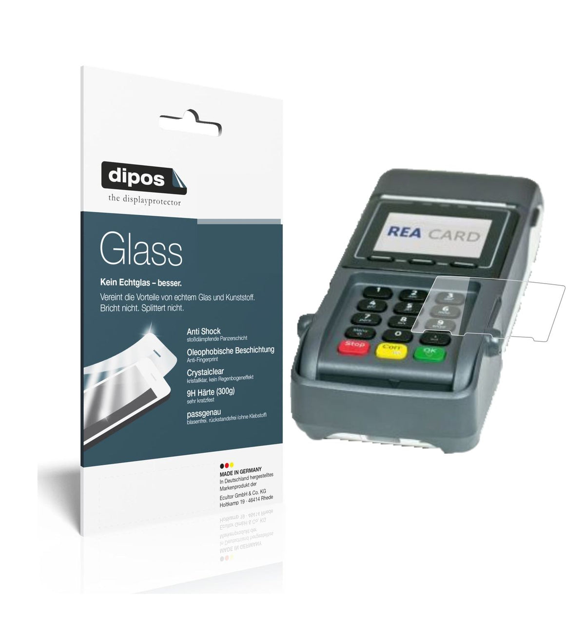 Klare Displayschutzfolie von dipos passend für REA CARD T7 flex, 9H kratzfest und blasenfrei montiert