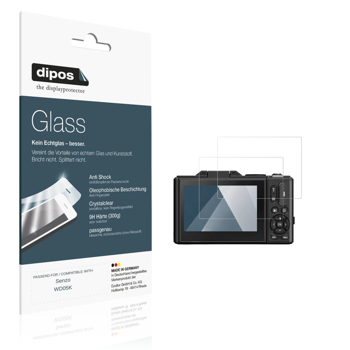 Klare Displayschutzfolie von dipos passend für Senzo WD05K, 9H kratzfest und blasenfrei montiert