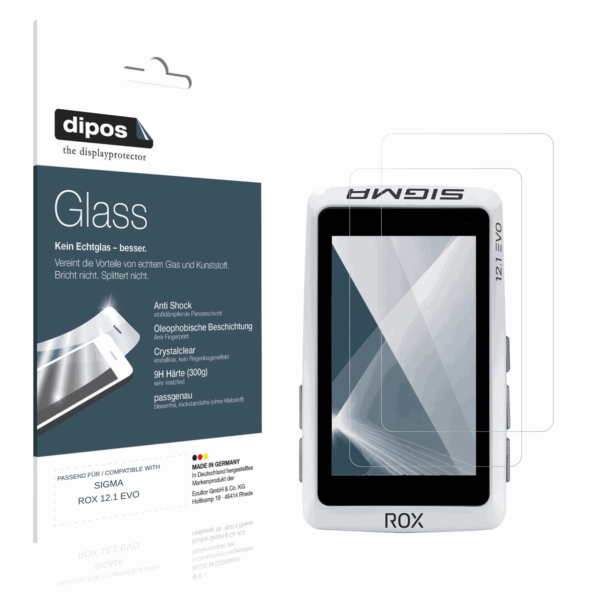 Klare Displayschutzfolie von dipos passend für SIGMA ROX 12.1 EVO, 9H kratzfest und blasenfrei montiert