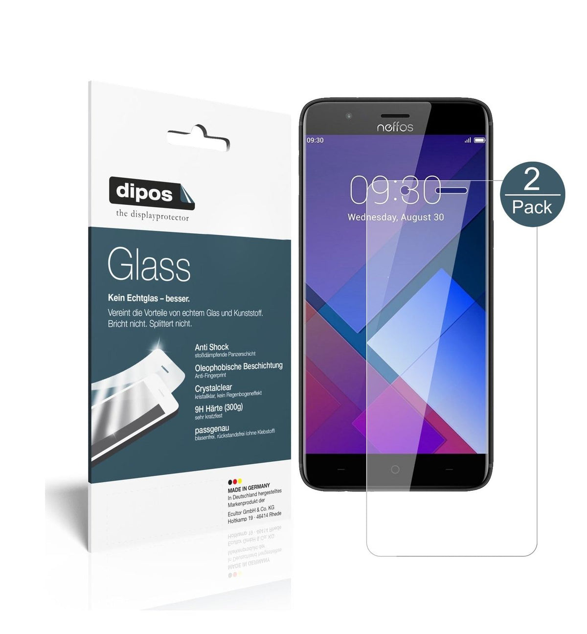 Klare Displayschutzfolie von dipos passend für TP-Link Neffos P1, 9H kratzfest und blasenfrei montiert