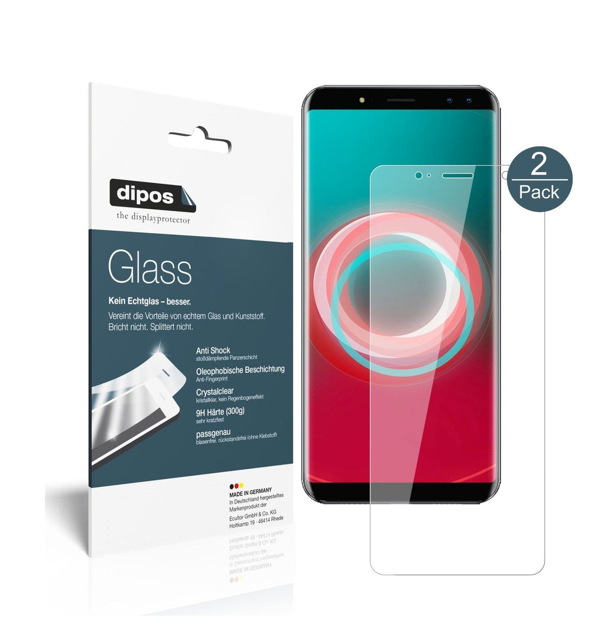Klare Displayschutzfolie von dipos passend für Ulefone Power 3S, 9H kratzfest und blasenfrei montiert