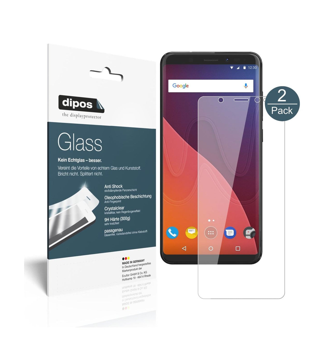 Klare Displayschutzfolie von dipos passend für Wiko View XL, 9H kratzfest und blasenfrei montiert