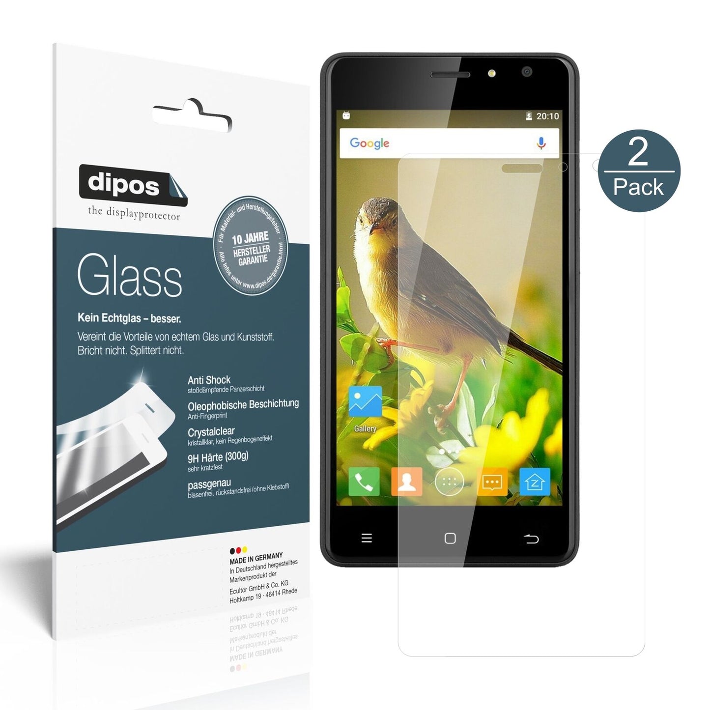 Klare Displayschutzfolie von dipos passend für ZOPO C2, 9H kratzfest und blasenfrei montiert