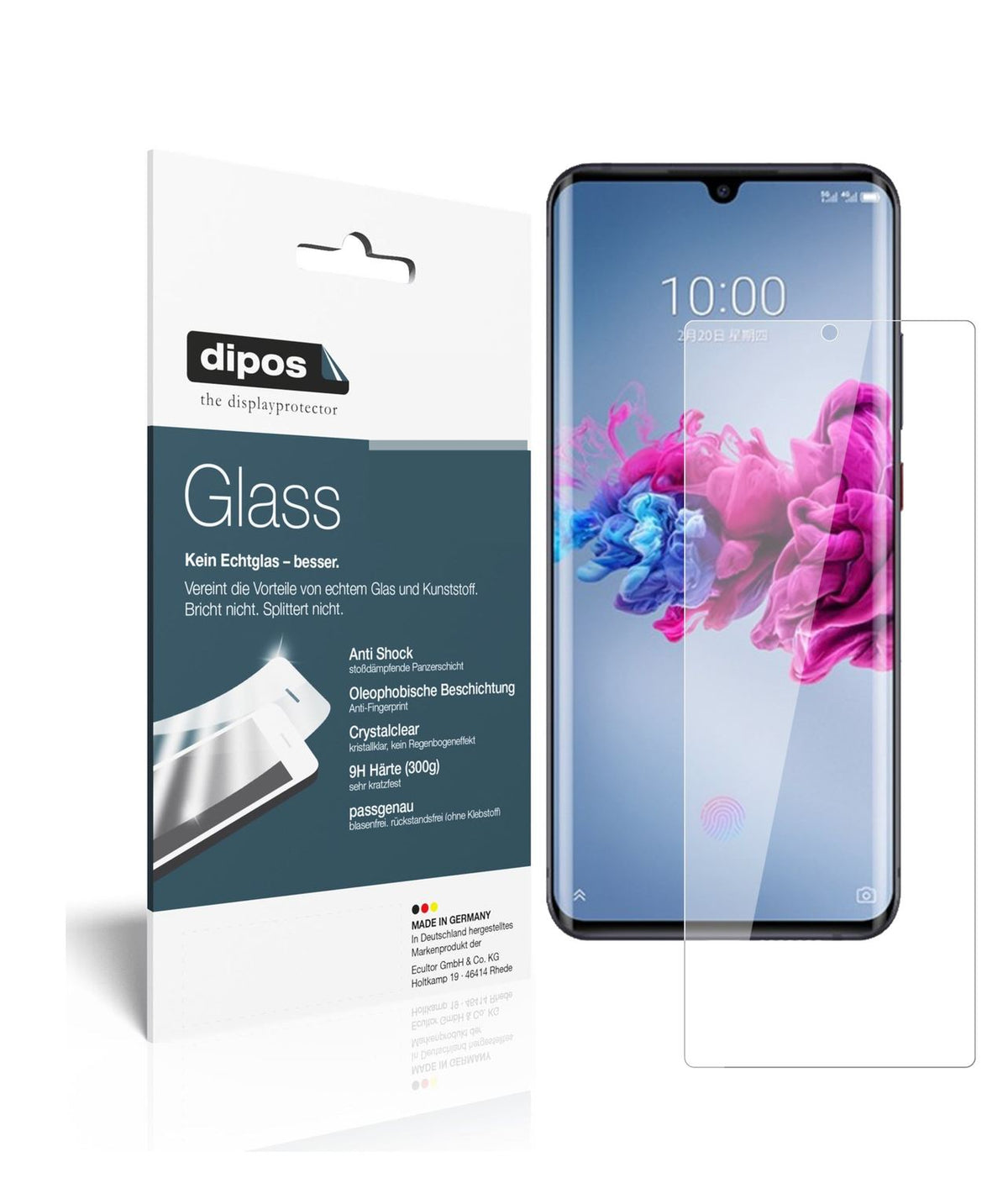 Klare Displayschutzfolie von dipos passend für ZTE Axon 11, 9H kratzfest und blasenfrei montiert