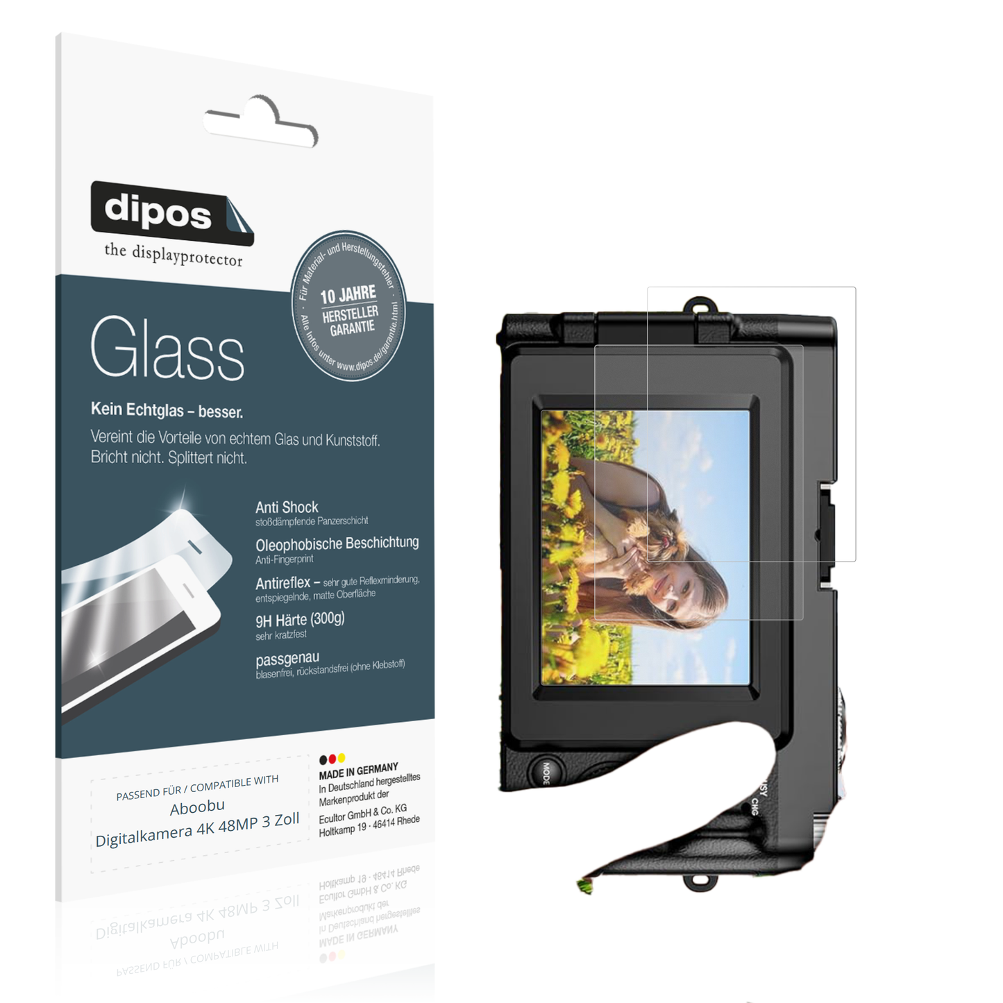 Matte Displayschutzfolie von dipos passend für Aboobu Digitalkamera 4K 48MP 3 Zoll, 9H kratzfest und blasenfrei montiert