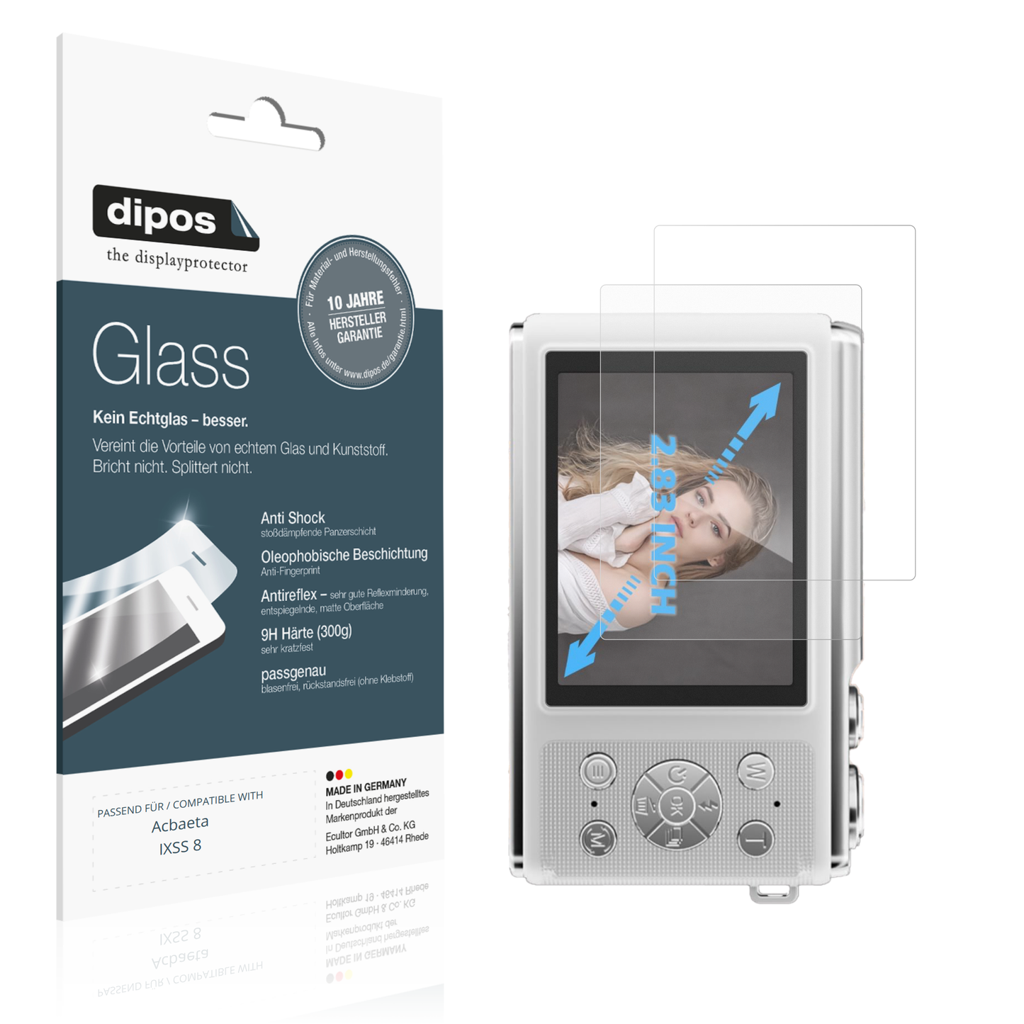 Matte Displayschutzfolie von dipos passend für Acbaeta IXSS 8, 9H kratzfest und blasenfrei montiert