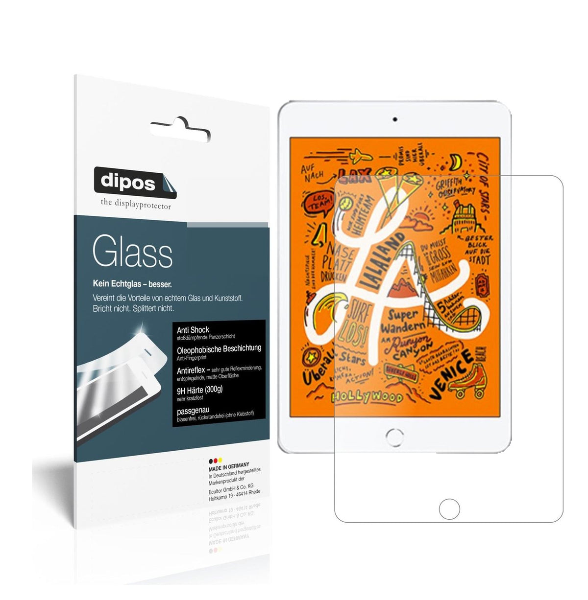 Matte Displayschutzfolie von dipos passend für Apple iPad Mini (2019) 7.9 Zoll, 9H kratzfest und blasenfrei montiert