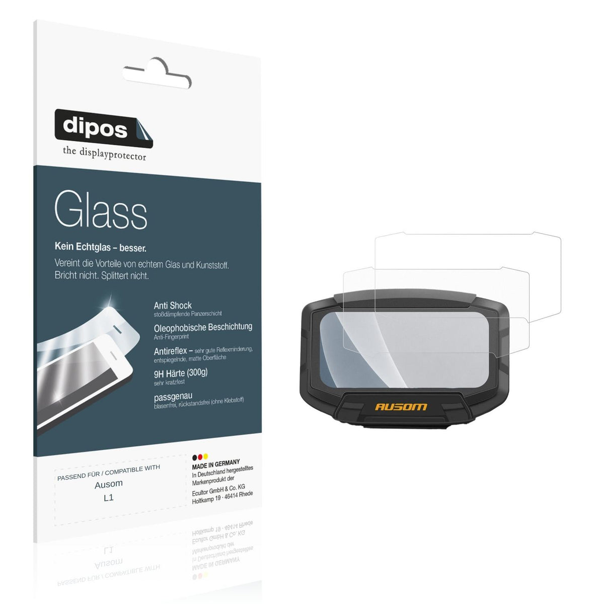 Matte Displayschutzfolie von dipos passend für Ausom L1, 9H kratzfest und blasenfrei montiert