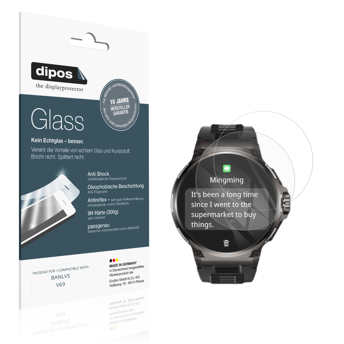 Matte Displayschutzfolie von dipos passend für BANLVS V69, 9H kratzfest und blasenfrei montiert