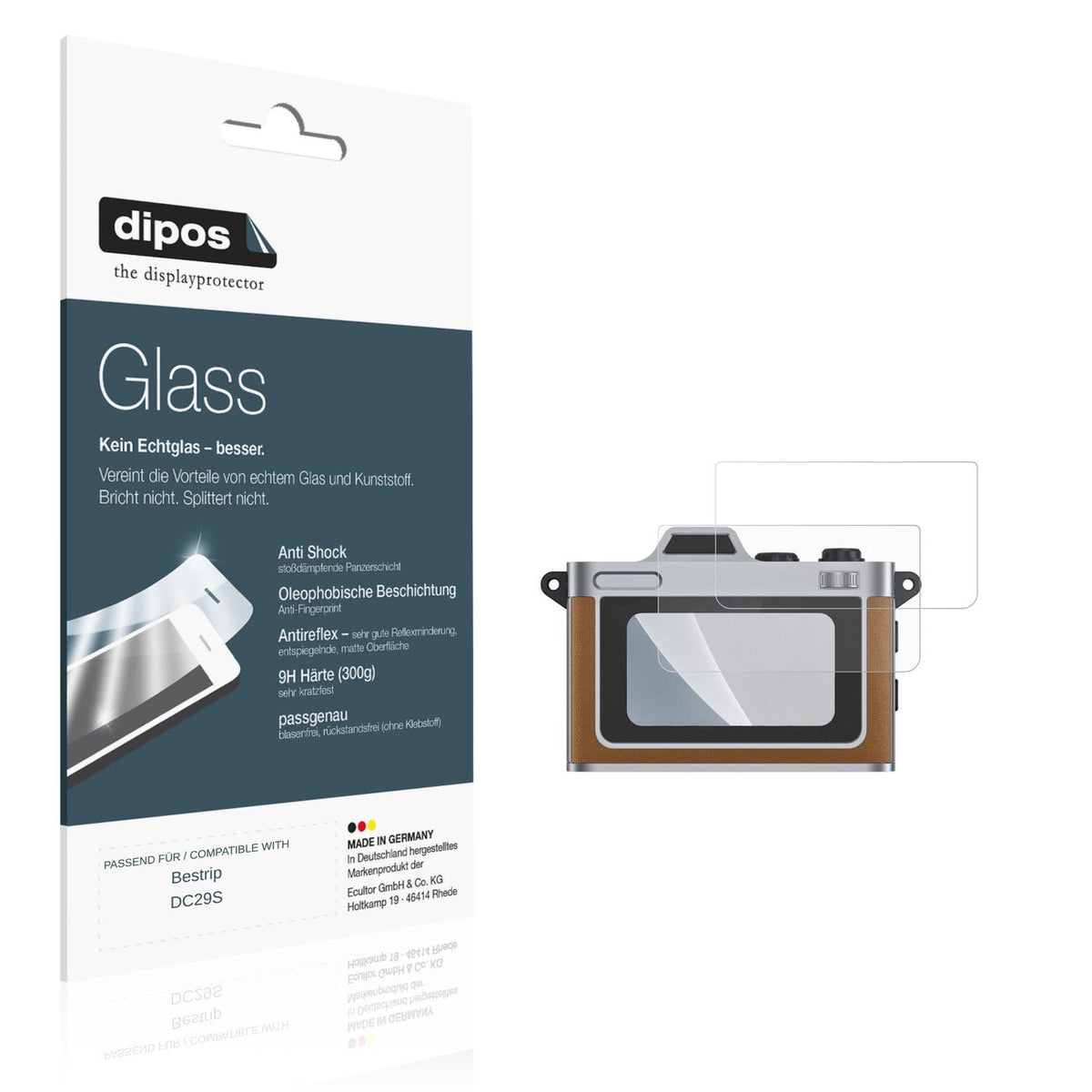 Matte Displayschutzfolie von dipos passend für Bestrip DC29S, 9H kratzfest und blasenfrei montiert