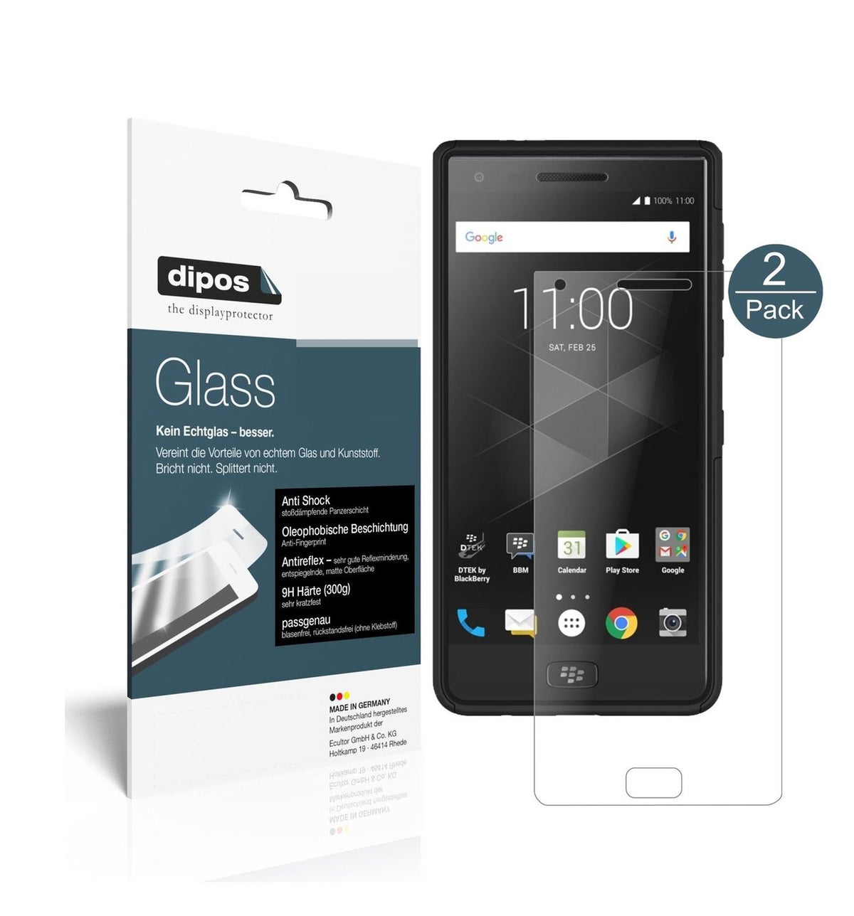 Matte Displayschutzfolie von dipos passend für Blackberry Motion, 9H kratzfest und blasenfrei montiert