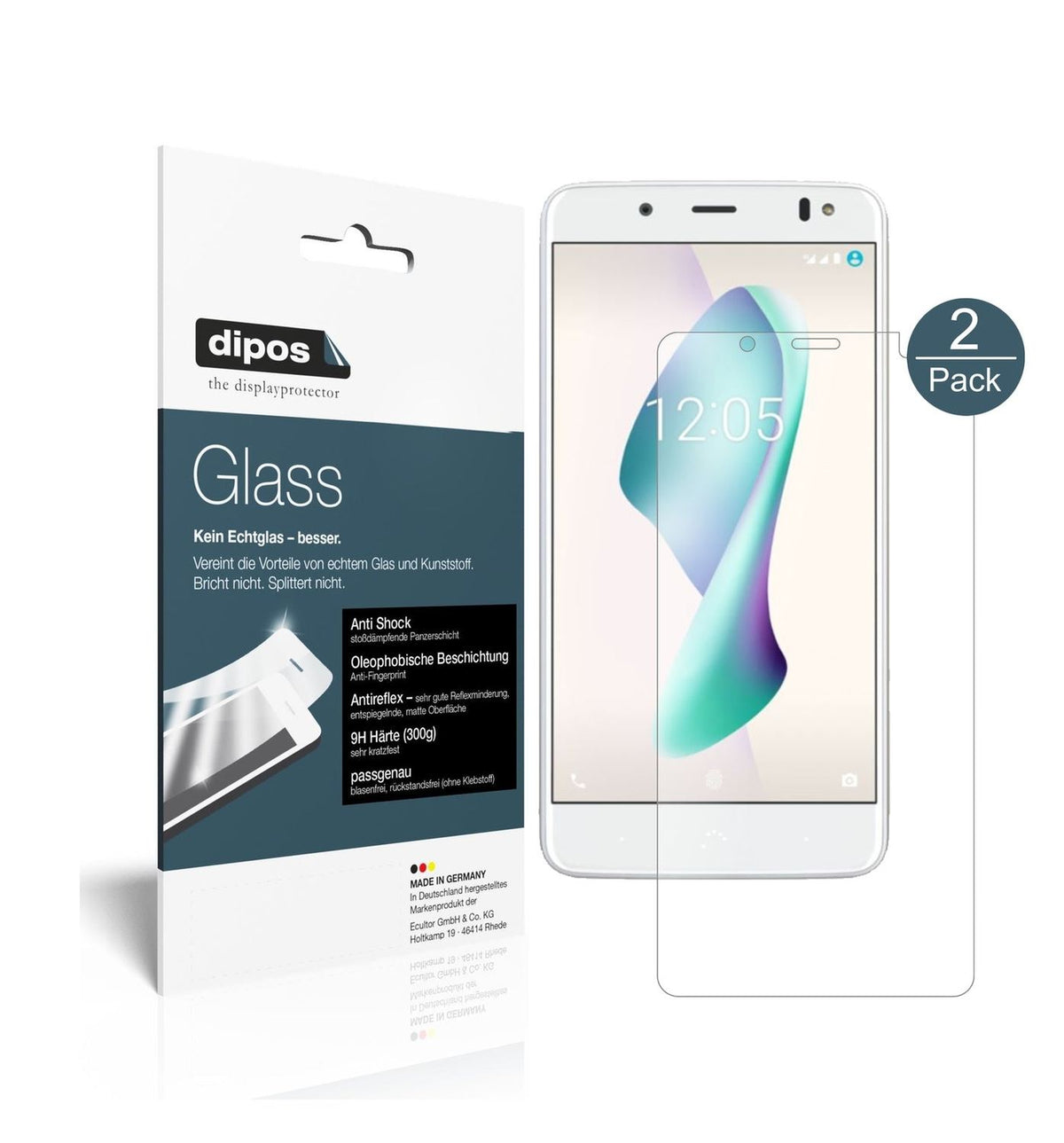 Matte Displayschutzfolie von dipos passend für BQ Aquaris VS Plus, 9H kratzfest und blasenfrei montiert