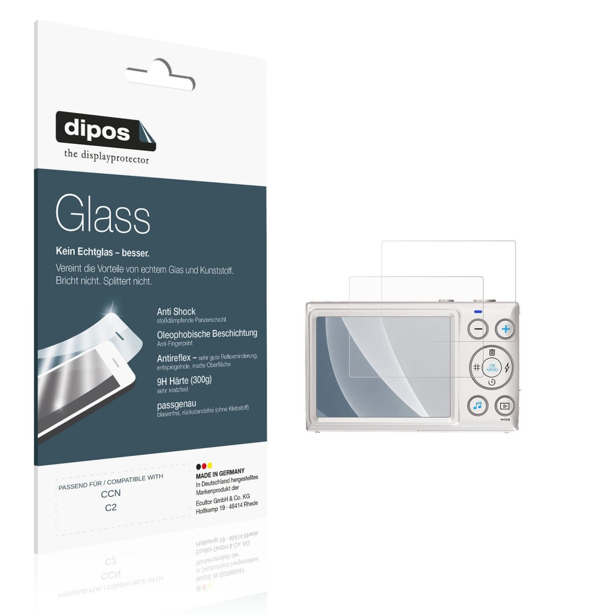 Matte Displayschutzfolie von dipos passend für CCN C2, 9H kratzfest und blasenfrei montiert