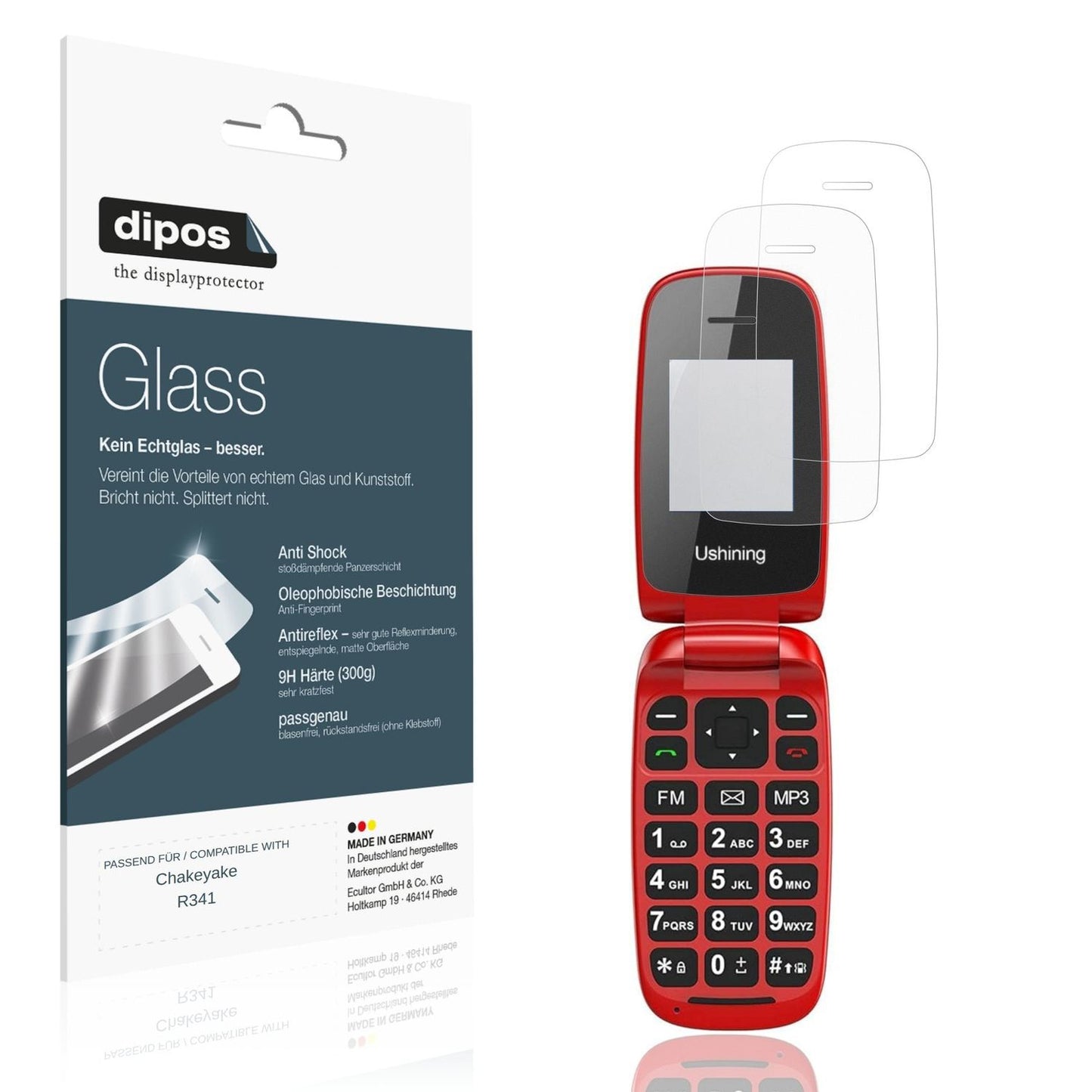 Matte Displayschutzfolie von dipos passend für Chakeyake R341, 9H kratzfest und blasenfrei montiert