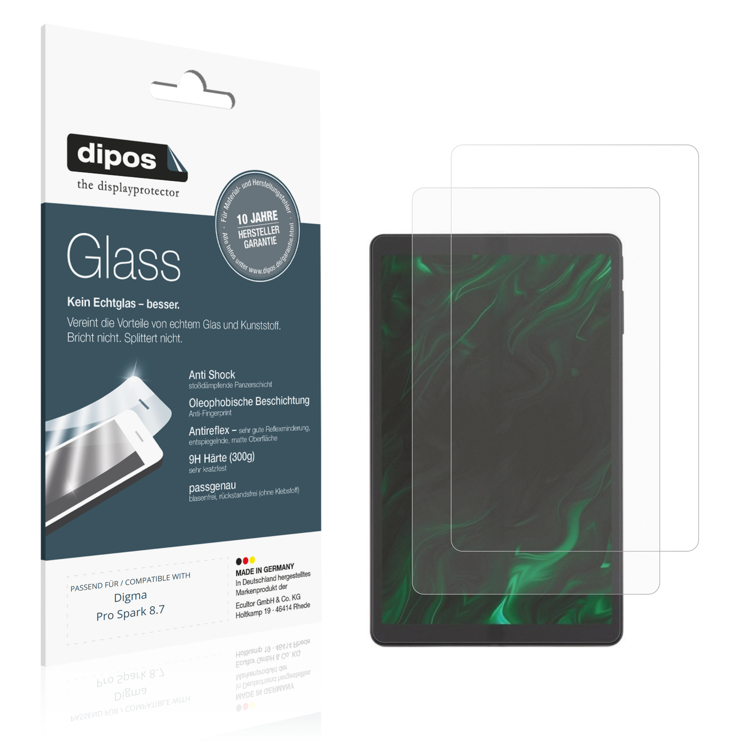 Matte Displayschutzfolie von dipos passend für Digma Pro Spark 8.7, 9H kratzfest und blasenfrei montiert