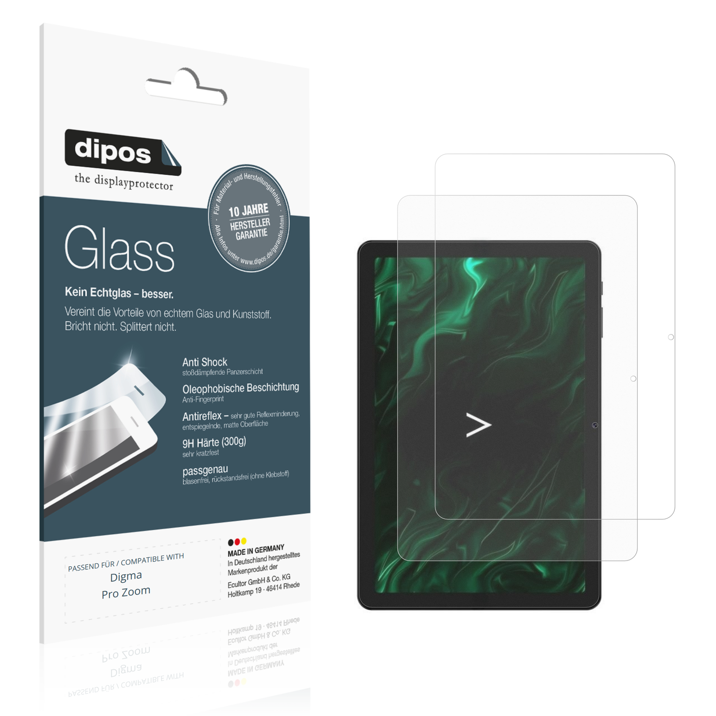 Matte Displayschutzfolie von dipos passend für Digma Pro Zoom, 9H kratzfest und blasenfrei montiert