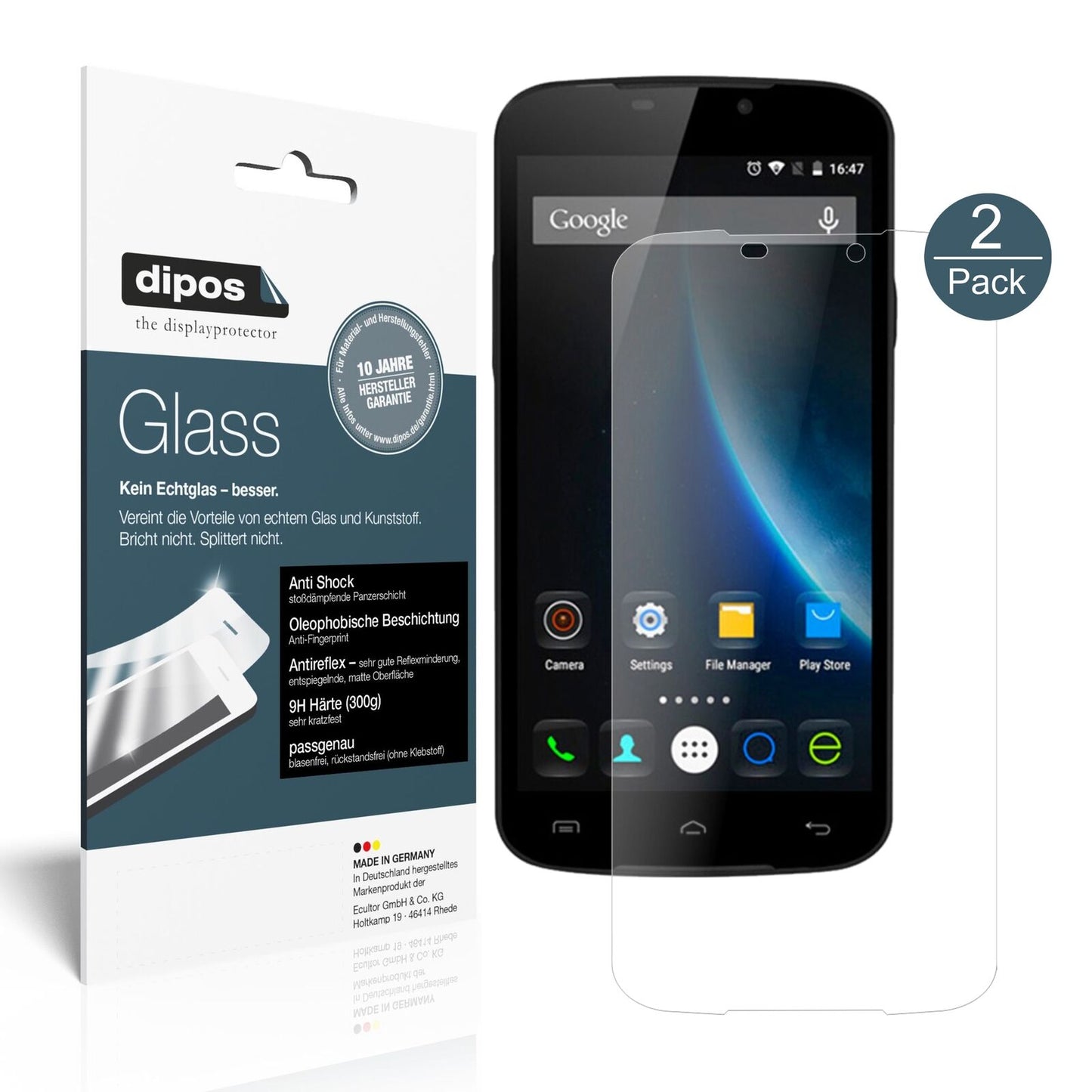 Matte Displayschutzfolie von dipos passend für Doogee X6 Pro, 9H kratzfest und blasenfrei montiert