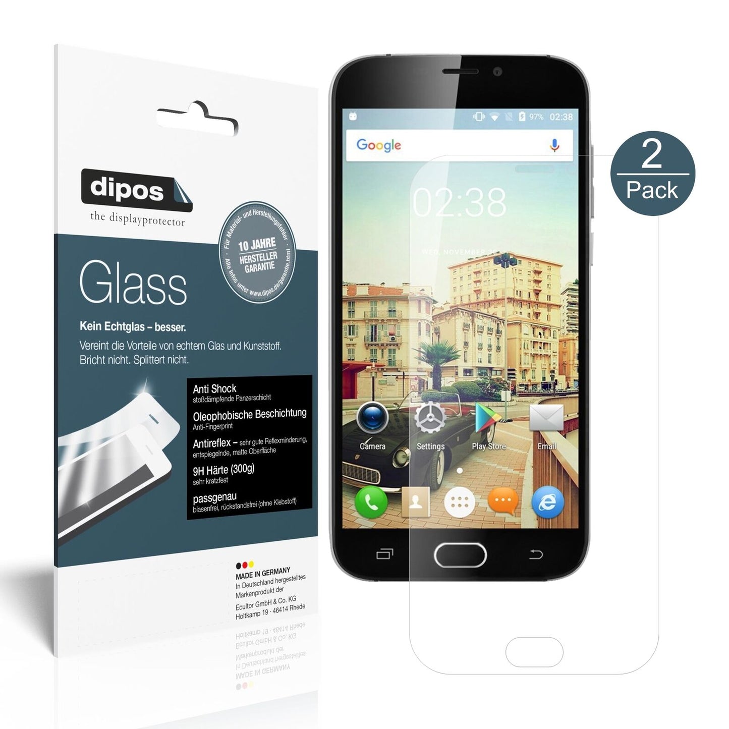 Matte Displayschutzfolie von dipos passend für Doogee X9 Pro, 9H kratzfest und blasenfrei montiert