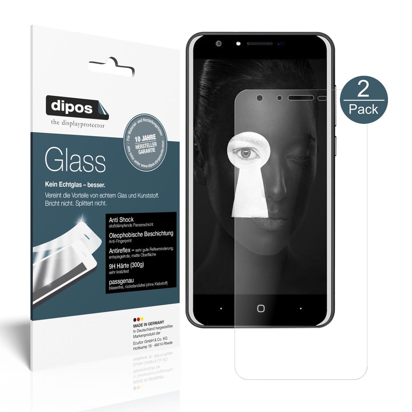 Matte Displayschutzfolie von dipos passend für Doogee Y6, 9H kratzfest und blasenfrei montiert