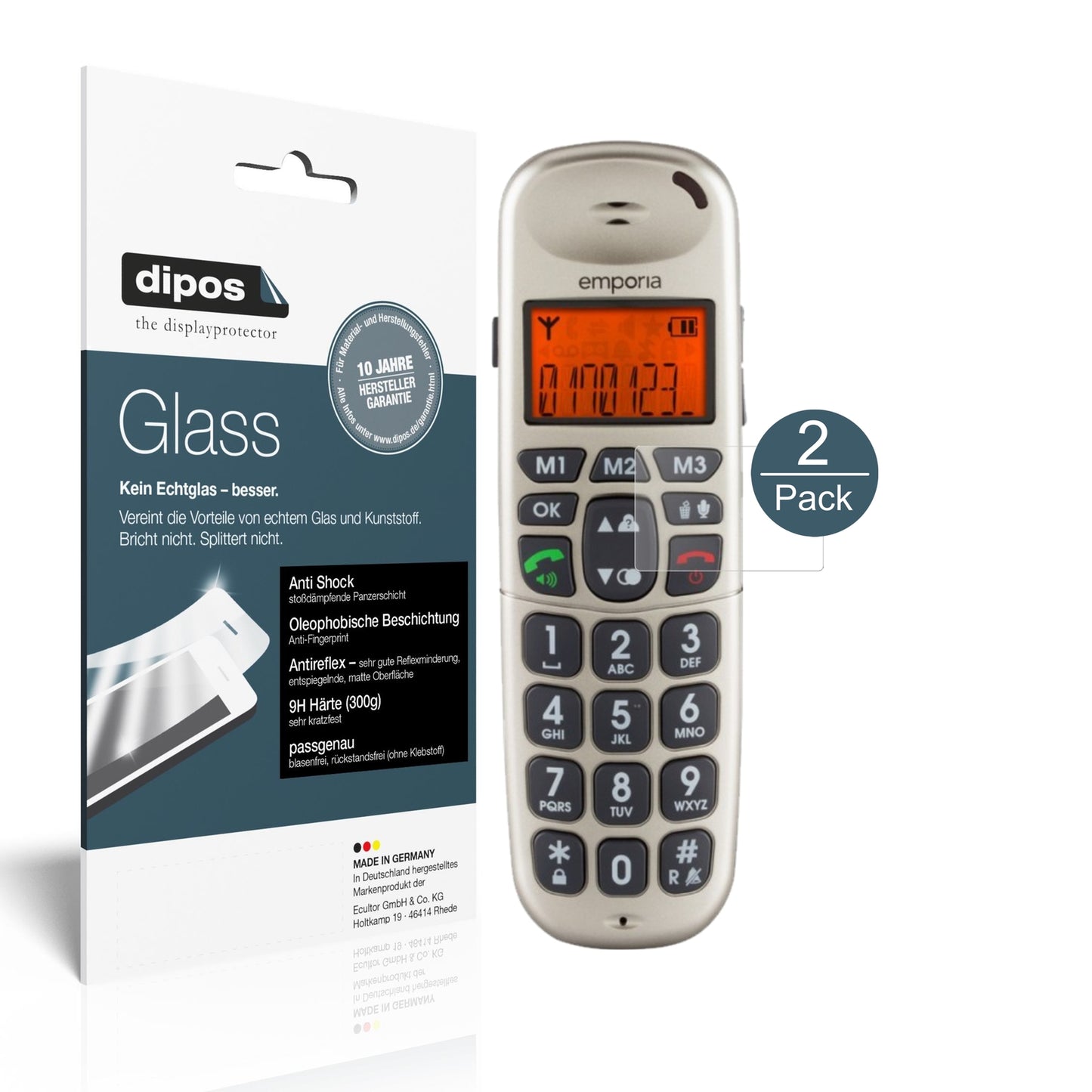 Matte Displayschutzfolie von dipos passend für Emporia D40, 9H kratzfest und blasenfrei montiert