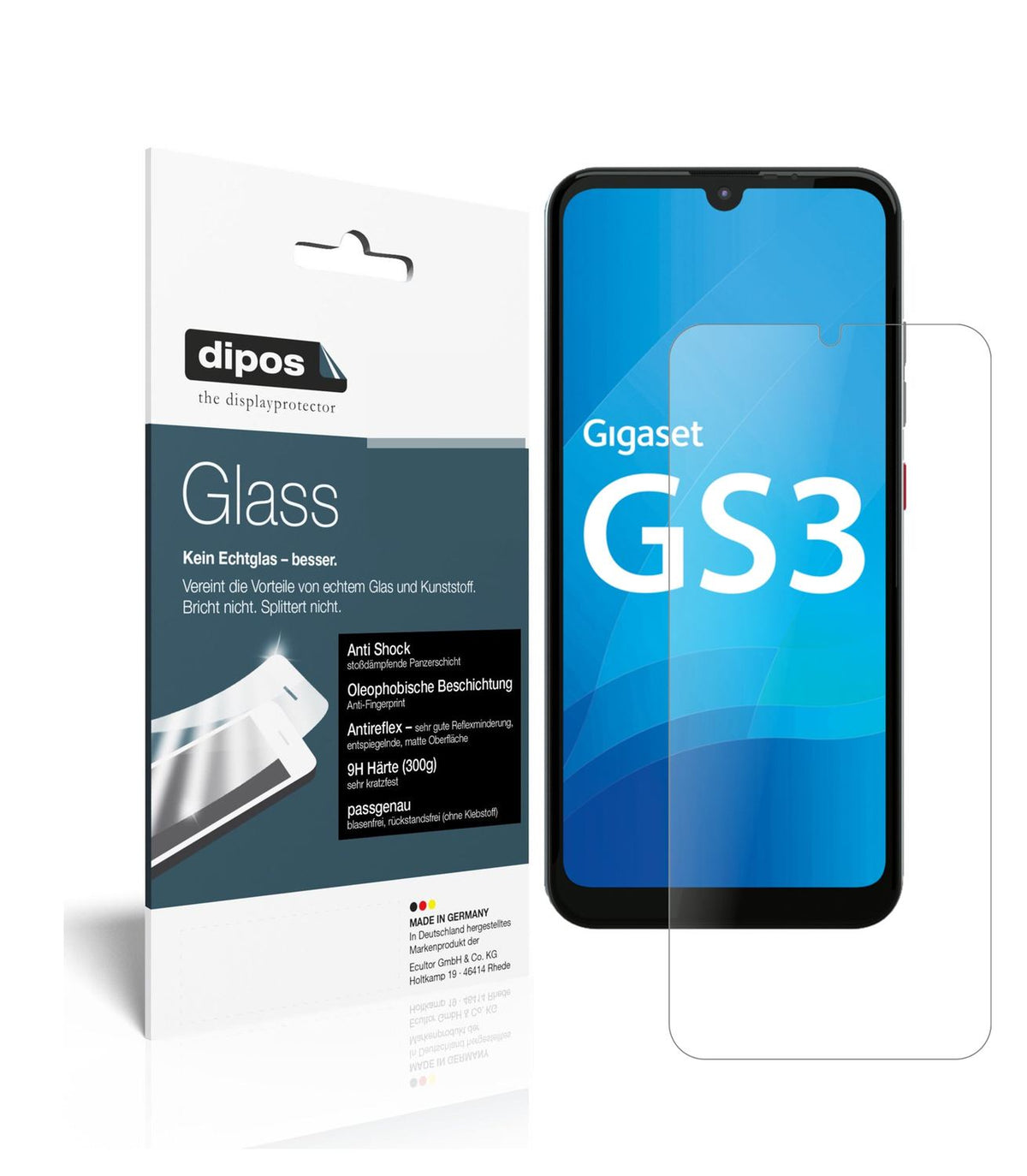 Matte Displayschutzfolie von dipos passend für Gigaset GS3, 9H kratzfest und blasenfrei montiert
