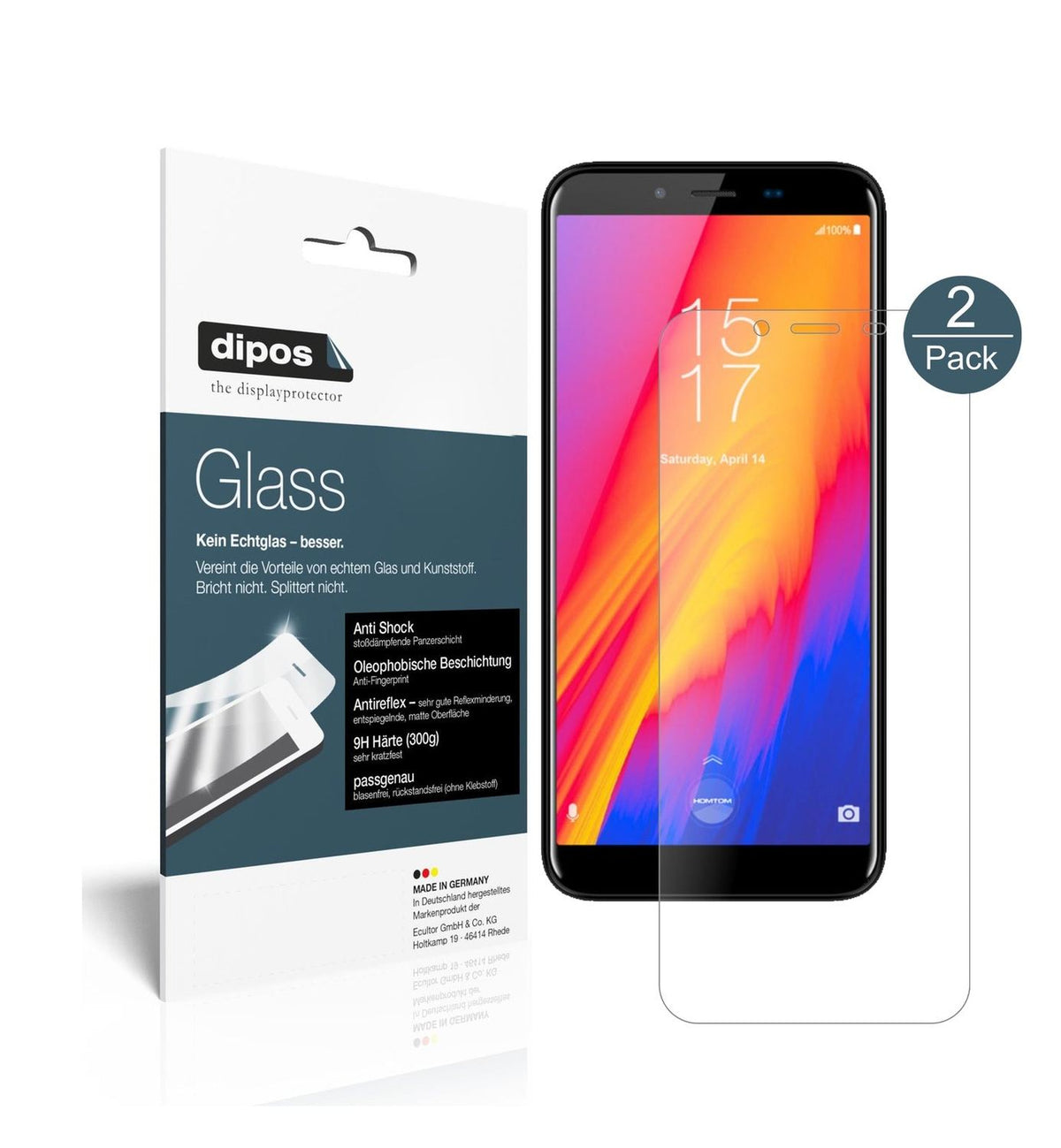 Matte Displayschutzfolie von dipos passend für HomTom S99, 9H kratzfest und blasenfrei montiert