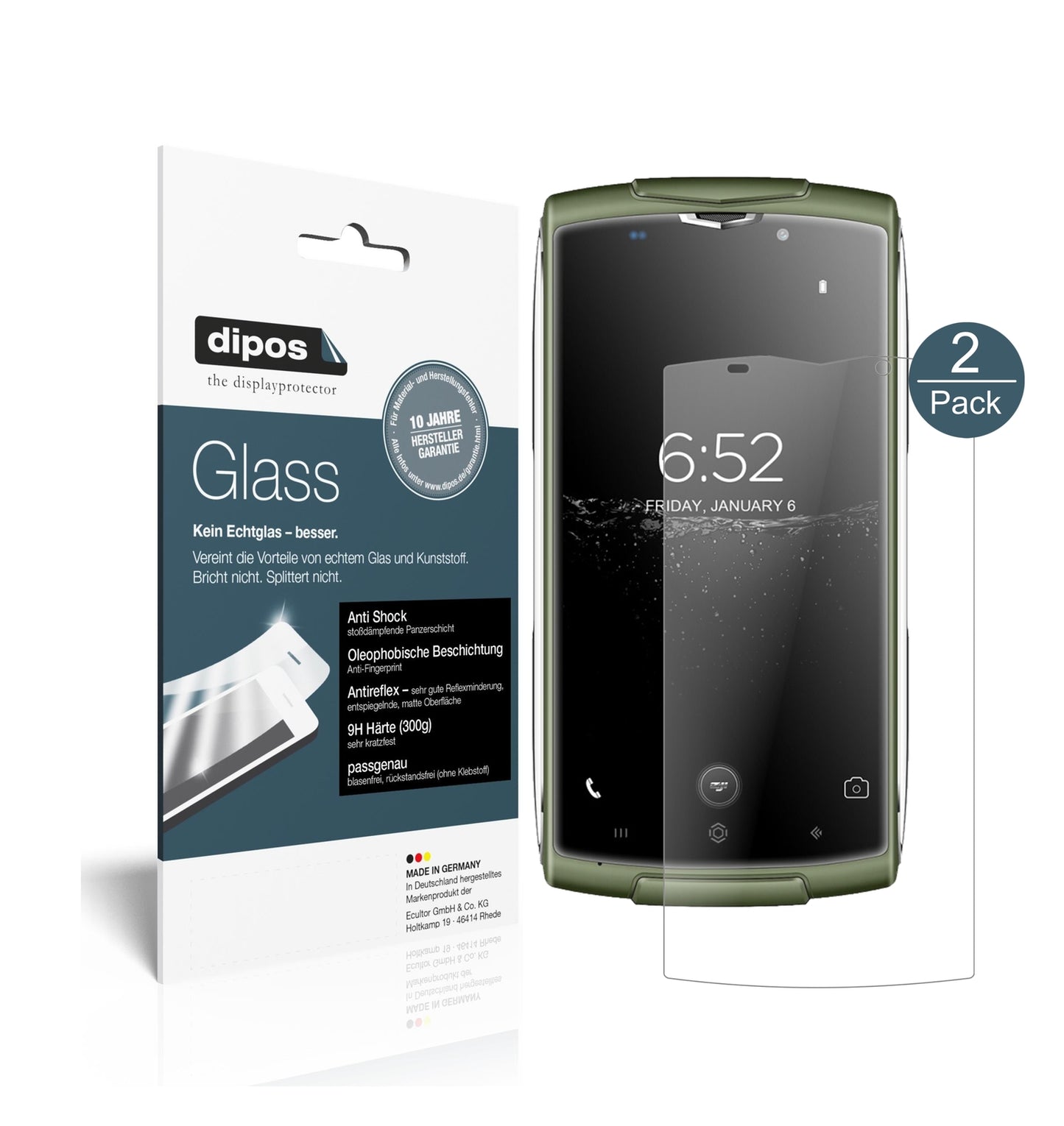 Matte Displayschutzfolie von dipos passend für Homtom Zoji Z7, 9H kratzfest und blasenfrei montiert