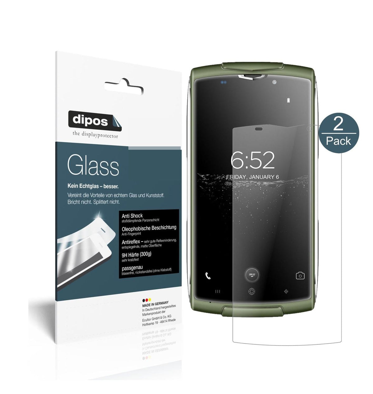 Matte Displayschutzfolie von dipos passend für Homtom Zoji Z7, 9H kratzfest und blasenfrei montiert