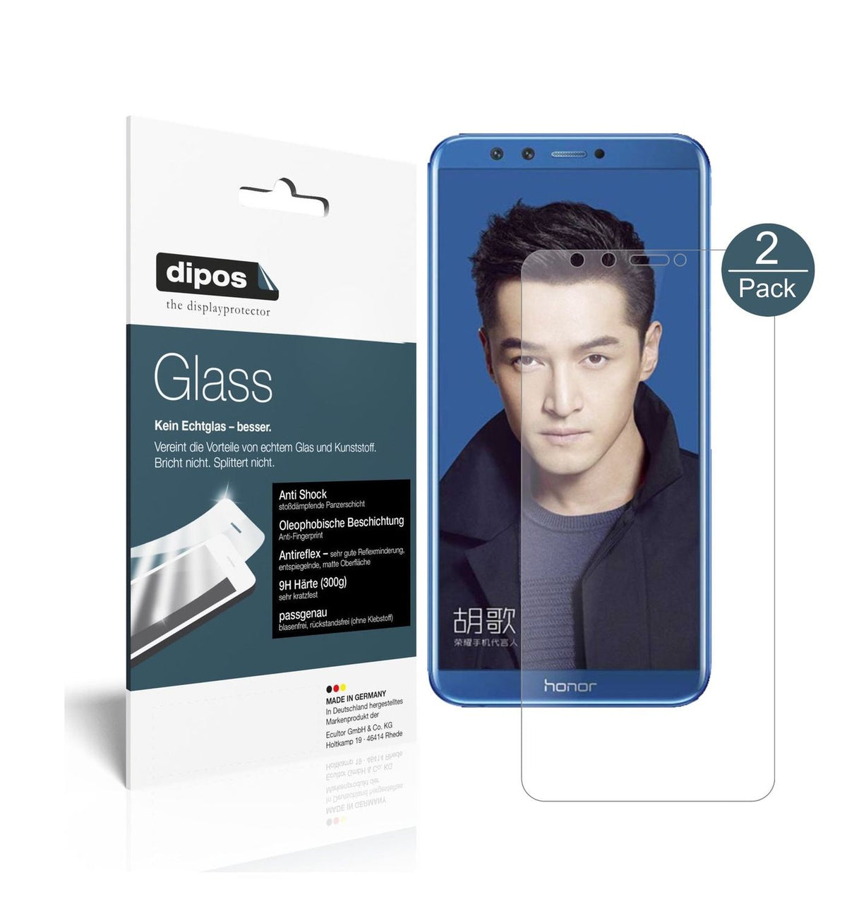 Matte Displayschutzfolie von dipos passend für Huawei Honor 9 Lite, 9H kratzfest und blasenfrei montiert