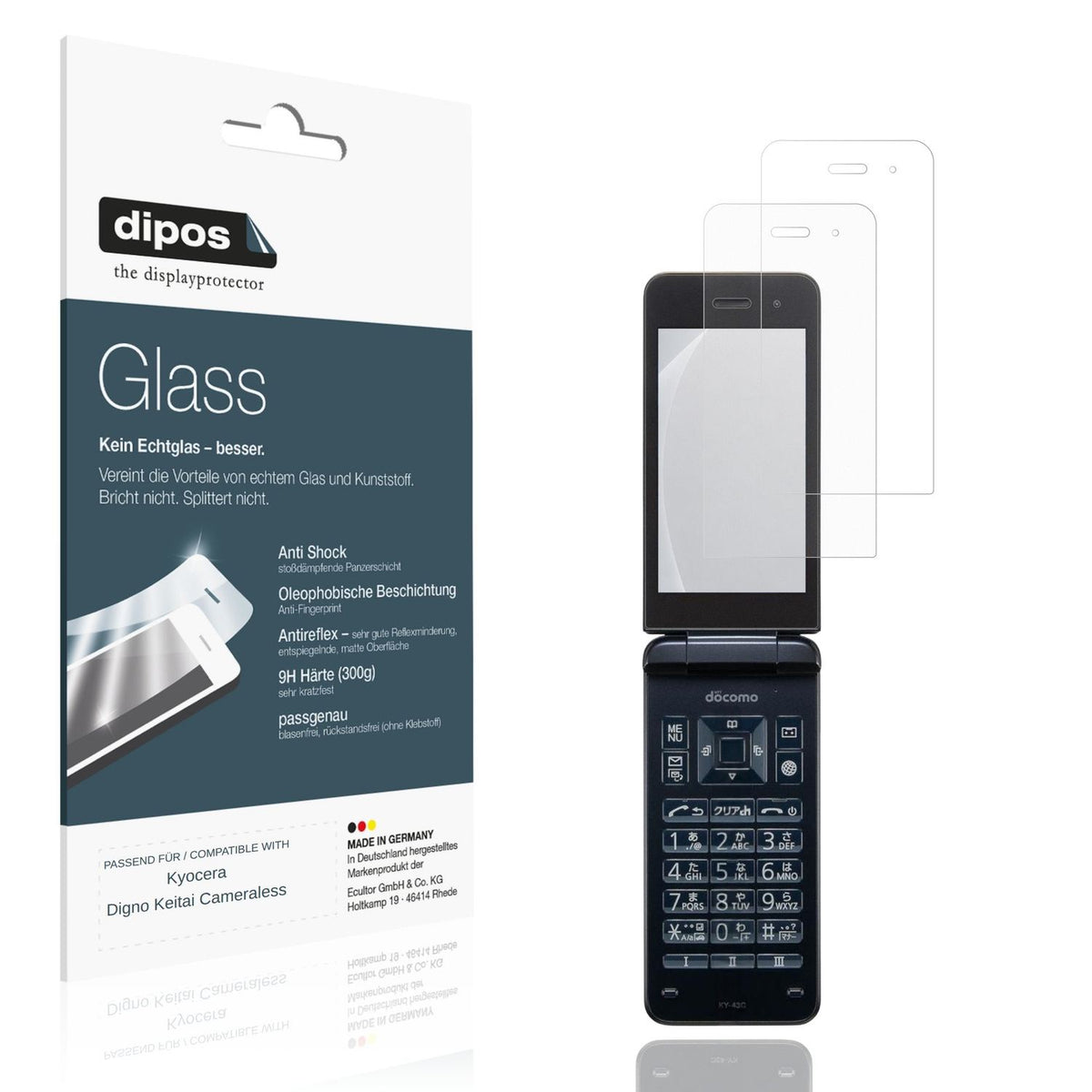 Matte Displayschutzfolie von dipos passend für Kyocera Digno Keitai Cameraless, 9H kratzfest und blasenfrei montiert
