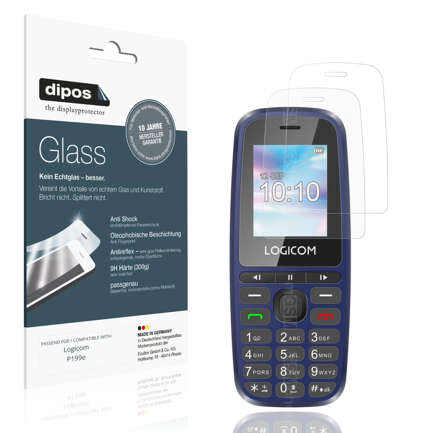Matte Displayschutzfolie von dipos passend für Logicom P199e, 9H kratzfest und blasenfrei montiert
