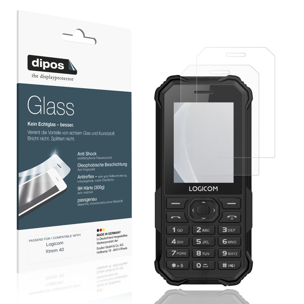 Matte Displayschutzfolie von dipos passend für Logicom Xtrem 40, 9H kratzfest und blasenfrei montiert