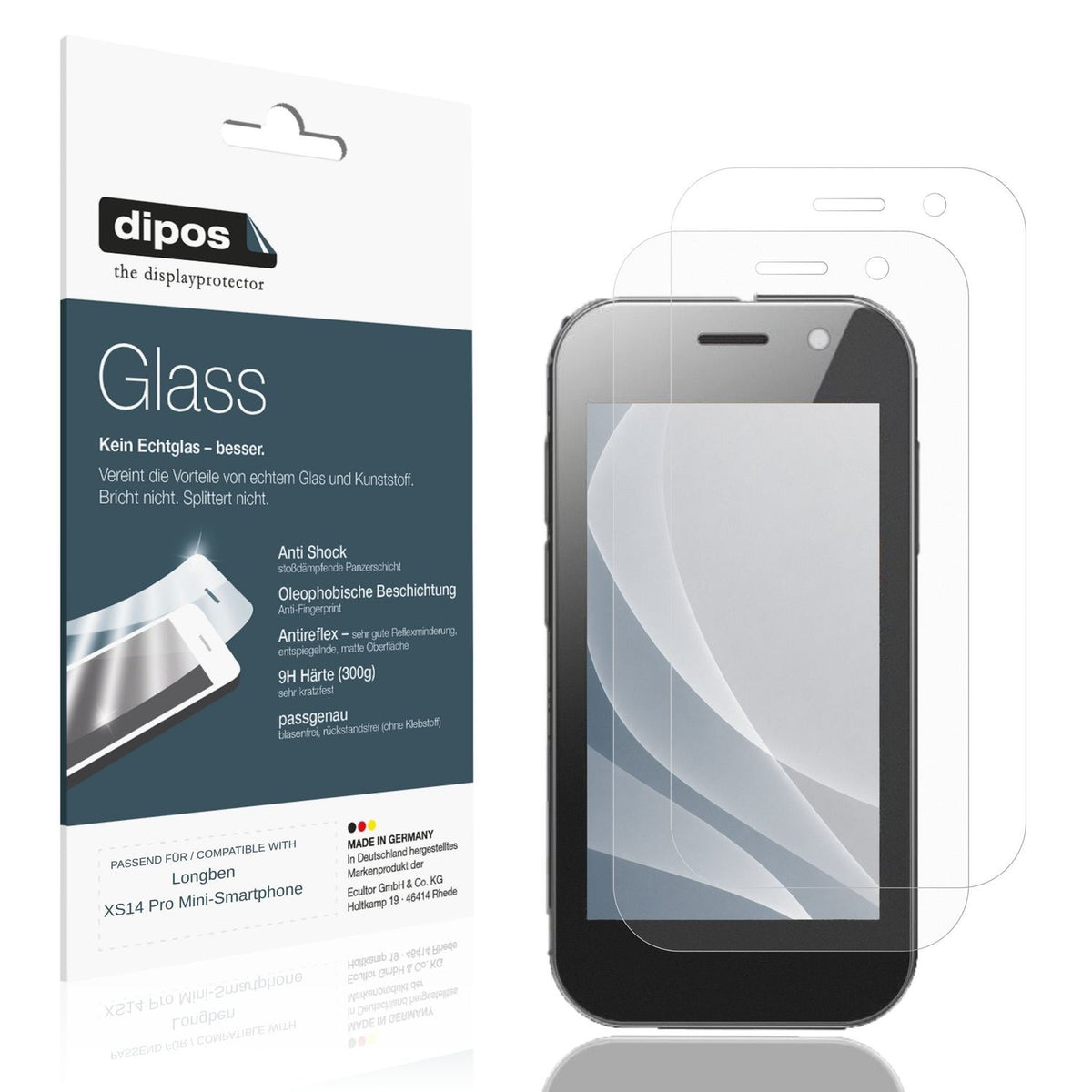 Matte Displayschutzfolie von dipos passend für Longben XS14 Pro Mini-Smartphone, 9H kratzfest und blasenfrei montiert