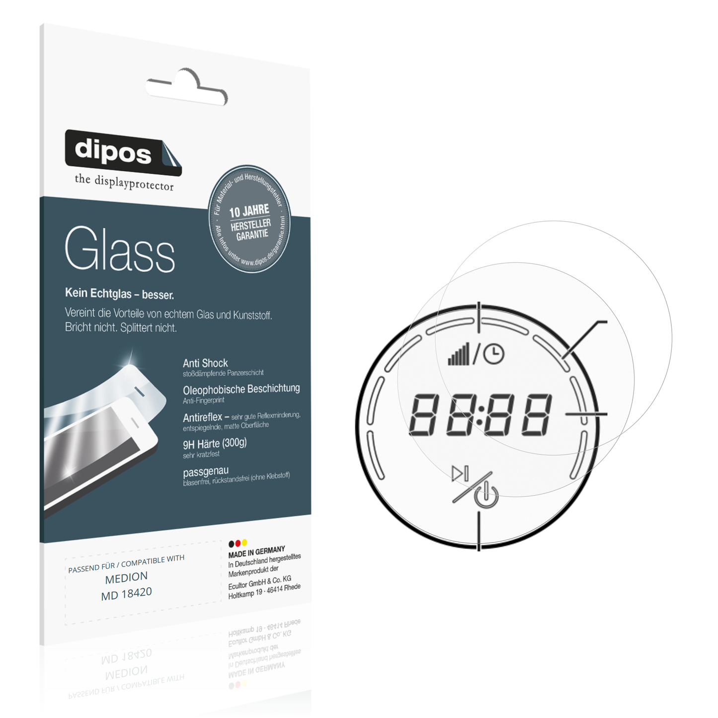 Matte Displayschutzfolie von dipos passend für MEDION MD 18420, 9H kratzfest und blasenfrei montiert
