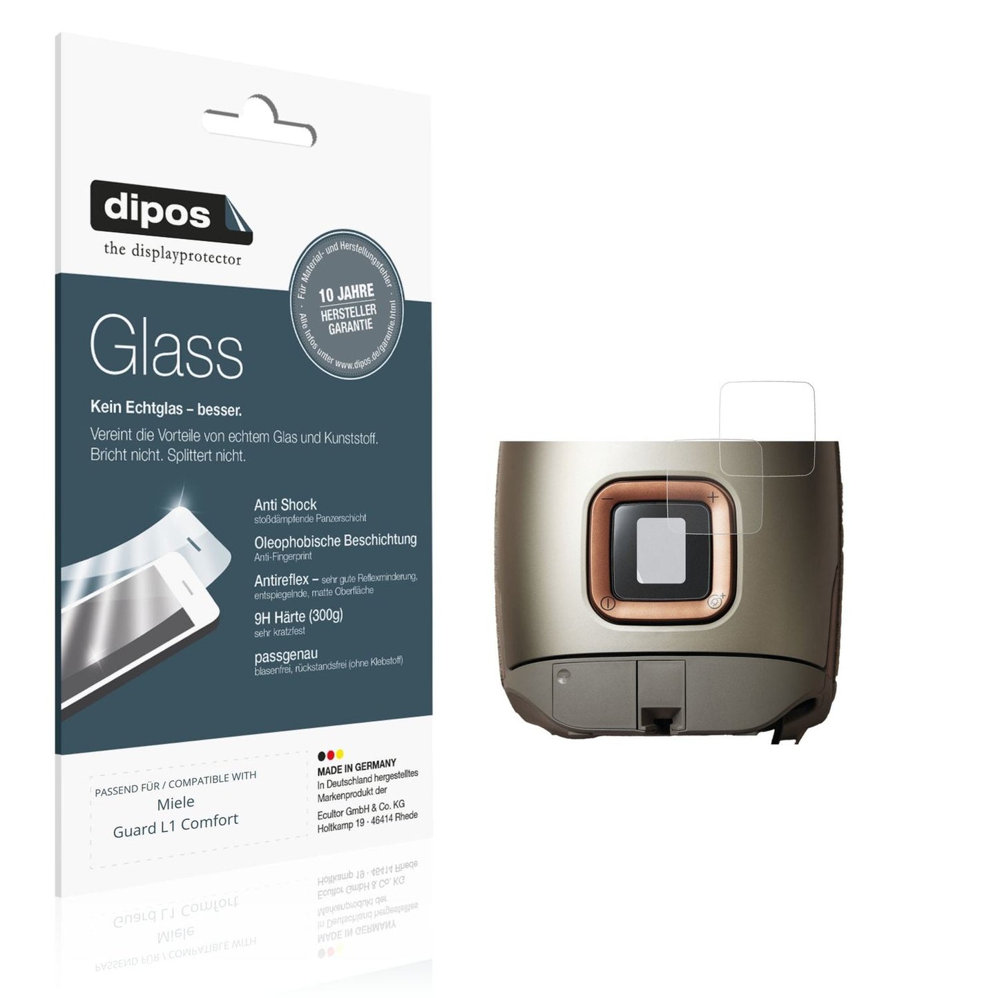 Matte Displayschutzfolie von dipos passend für Miele Guard L1 Comfort, 9H kratzfest und blasenfrei montiert