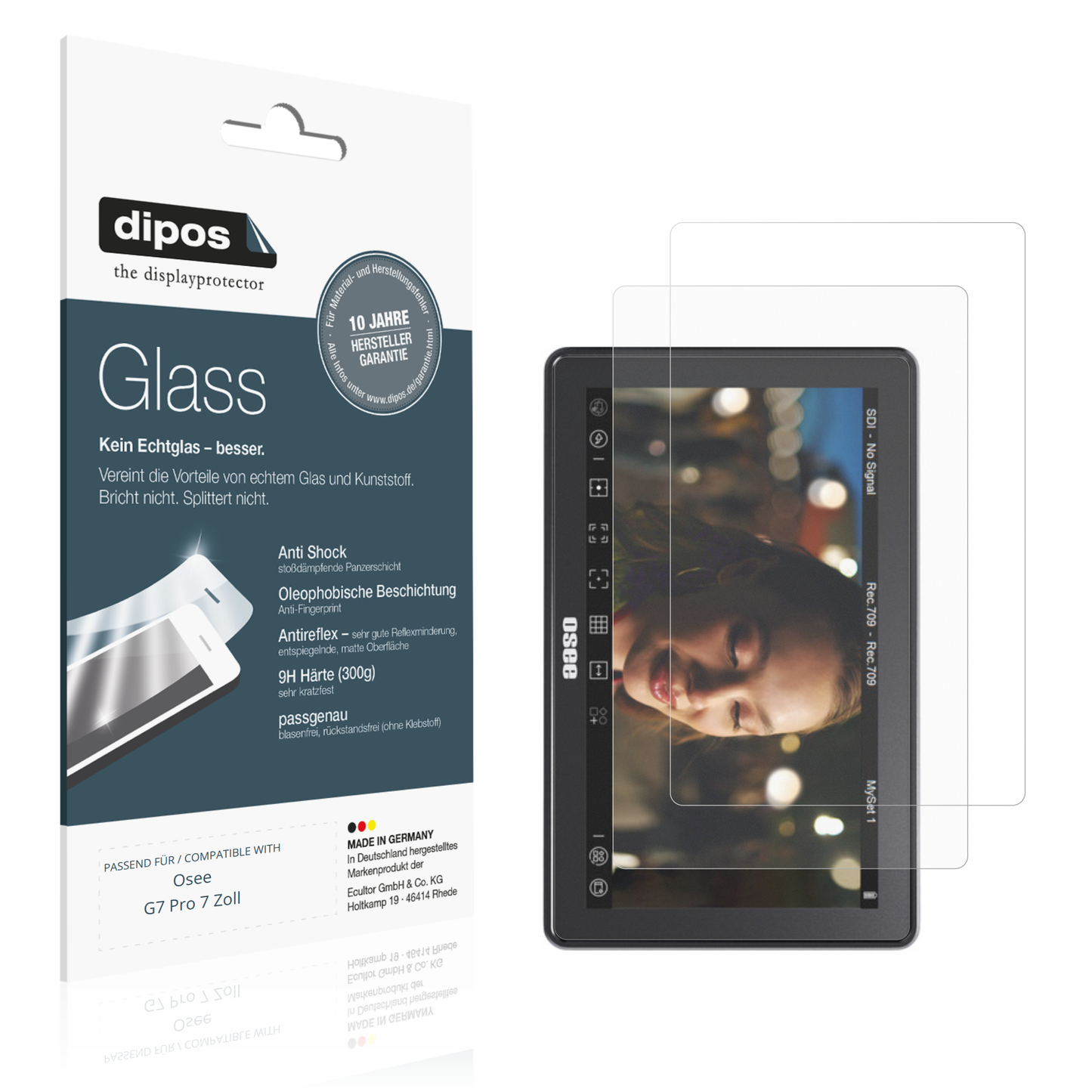 Matte Displayschutzfolie von dipos passend für Osee G7 Pro 7 Zoll, 9H kratzfest und blasenfrei montiert