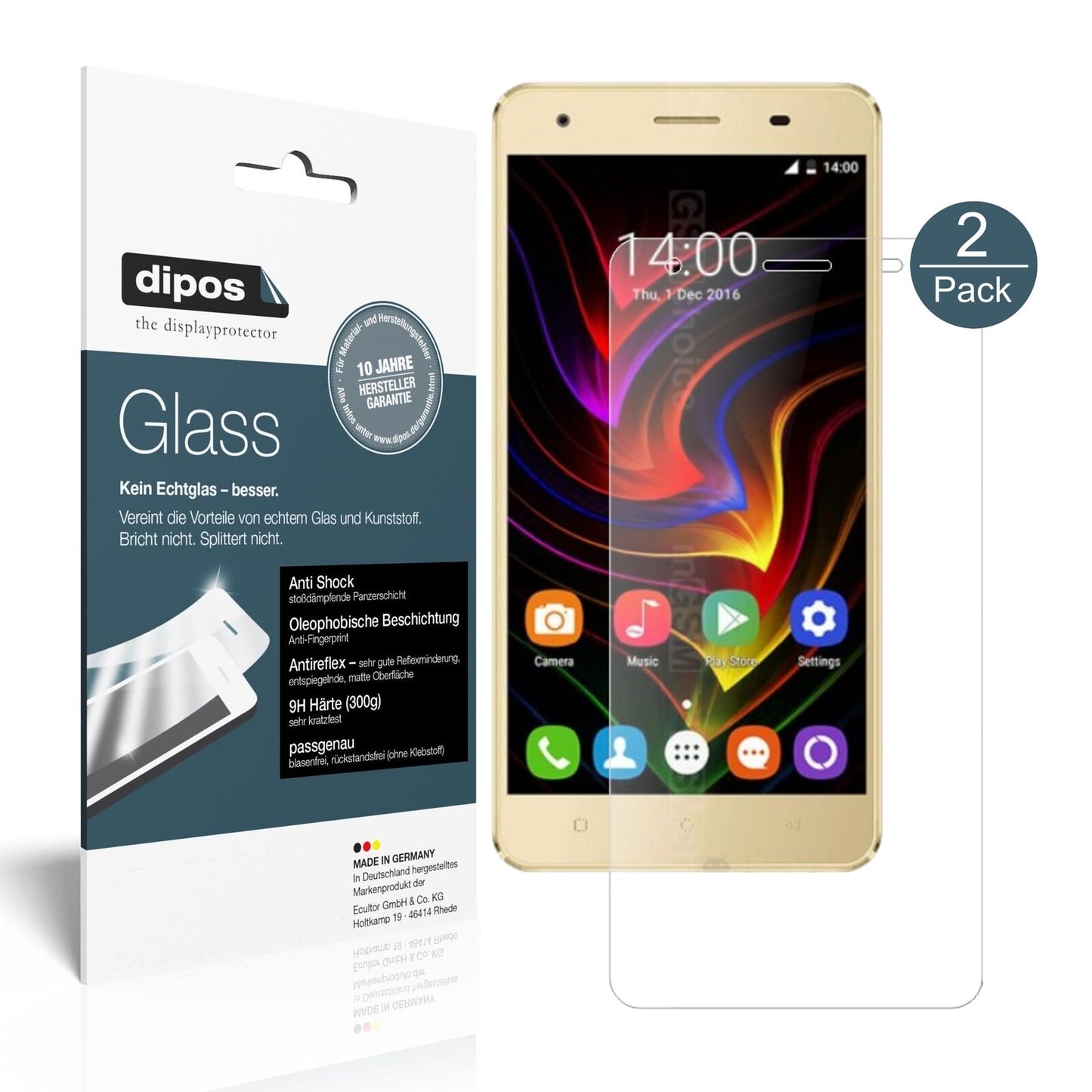 Matte Displayschutzfolie von dipos passend für Oukitel C5 Pro, 9H kratzfest und blasenfrei montiert