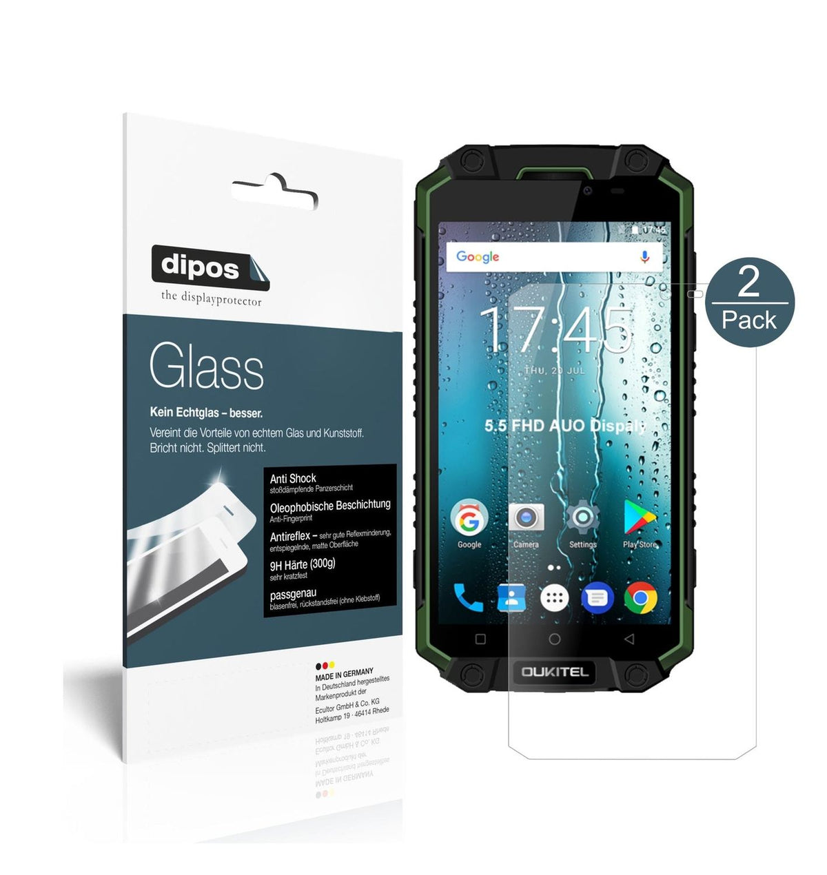 Matte Displayschutzfolie von dipos passend für Oukitel K10000 Max, 9H kratzfest und blasenfrei montiert