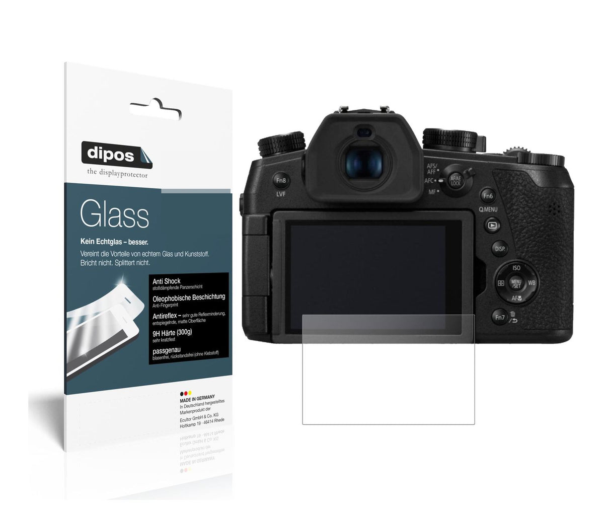 Matte Displayschutzfolie von dipos passend für Panasonic Lumix DC-FZ1000 II, 9H kratzfest und blasenfrei montiert