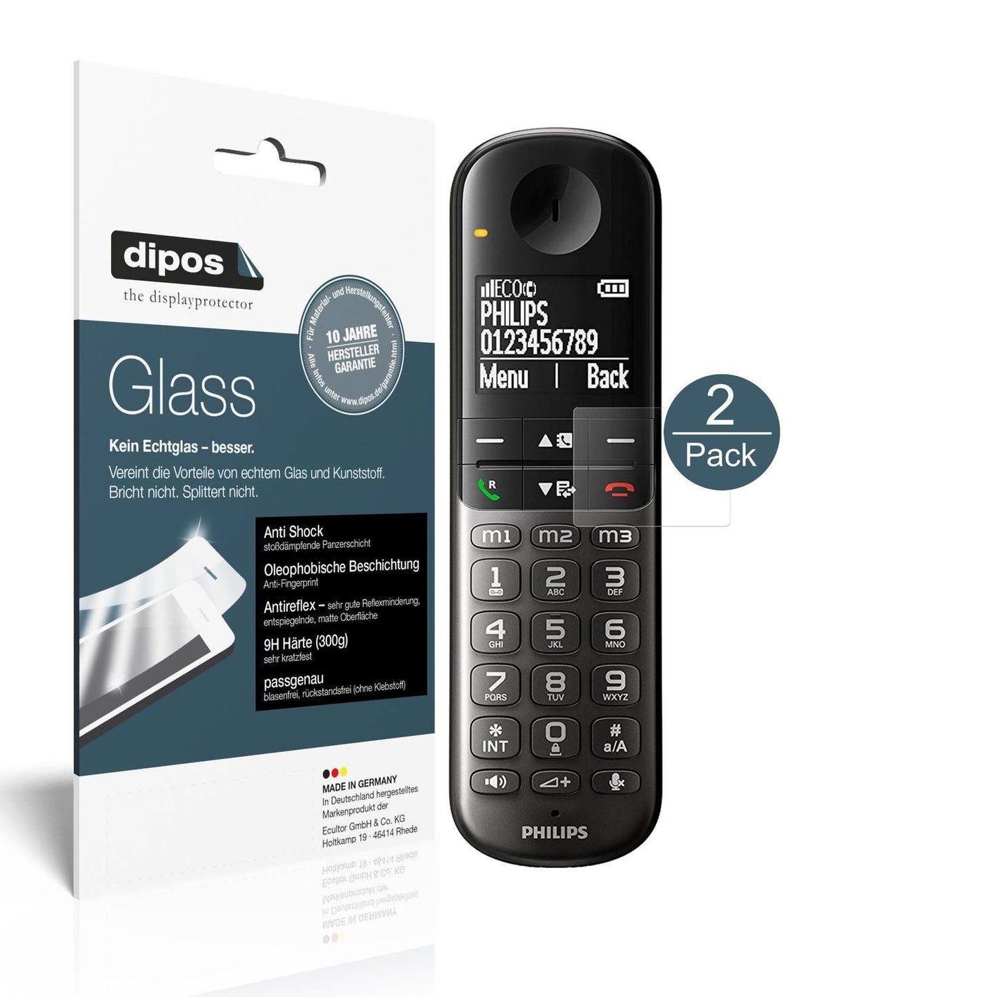 Matte Displayschutzfolie von dipos passend für Philips XL495, 9H kratzfest und blasenfrei montiert