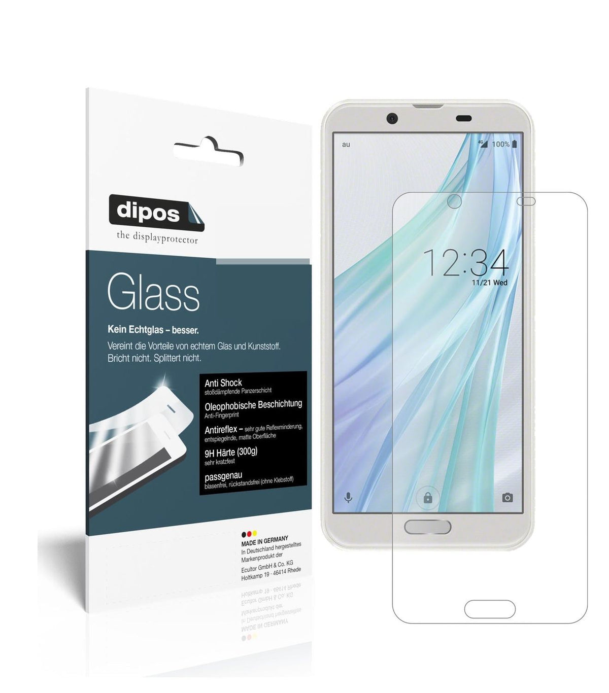 Matte Displayschutzfolie von dipos passend für Sharp Aquos Sense2, 9H kratzfest und blasenfrei montiert